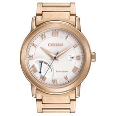 Citizen Eco-Drive Gold Tone Steel White Dial Mens watch AW7023-52A