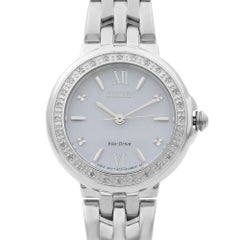 Citizen Eco-Drive Steel Diamond Bezel Frosted Dial Ladies Watch EM0440-57A