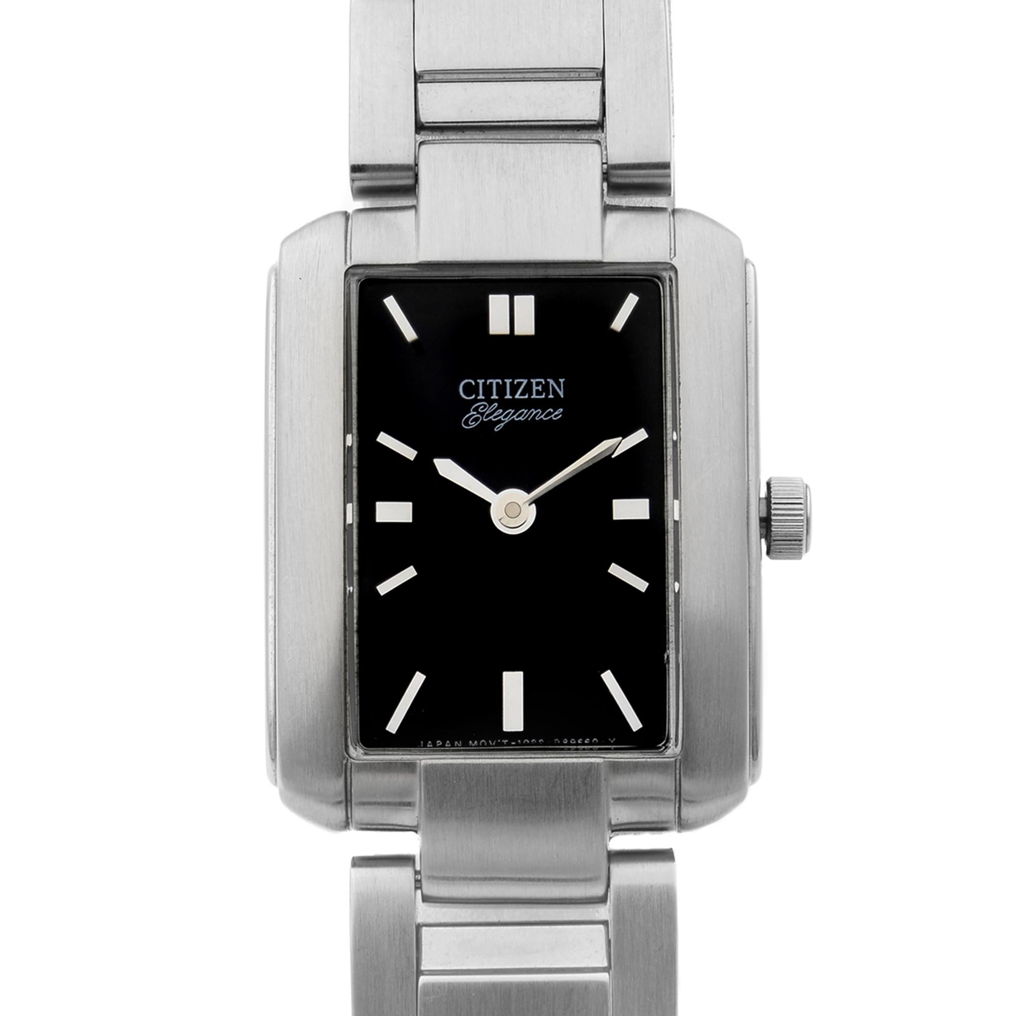 This Display Model Bulova 96R146 Watch is a beautiful women's timepiece that is powered by quartz (battery) movement which is cased in a stainless steel case. It has a Rectangle shape face and has hand sticks style markers. It is completed with a