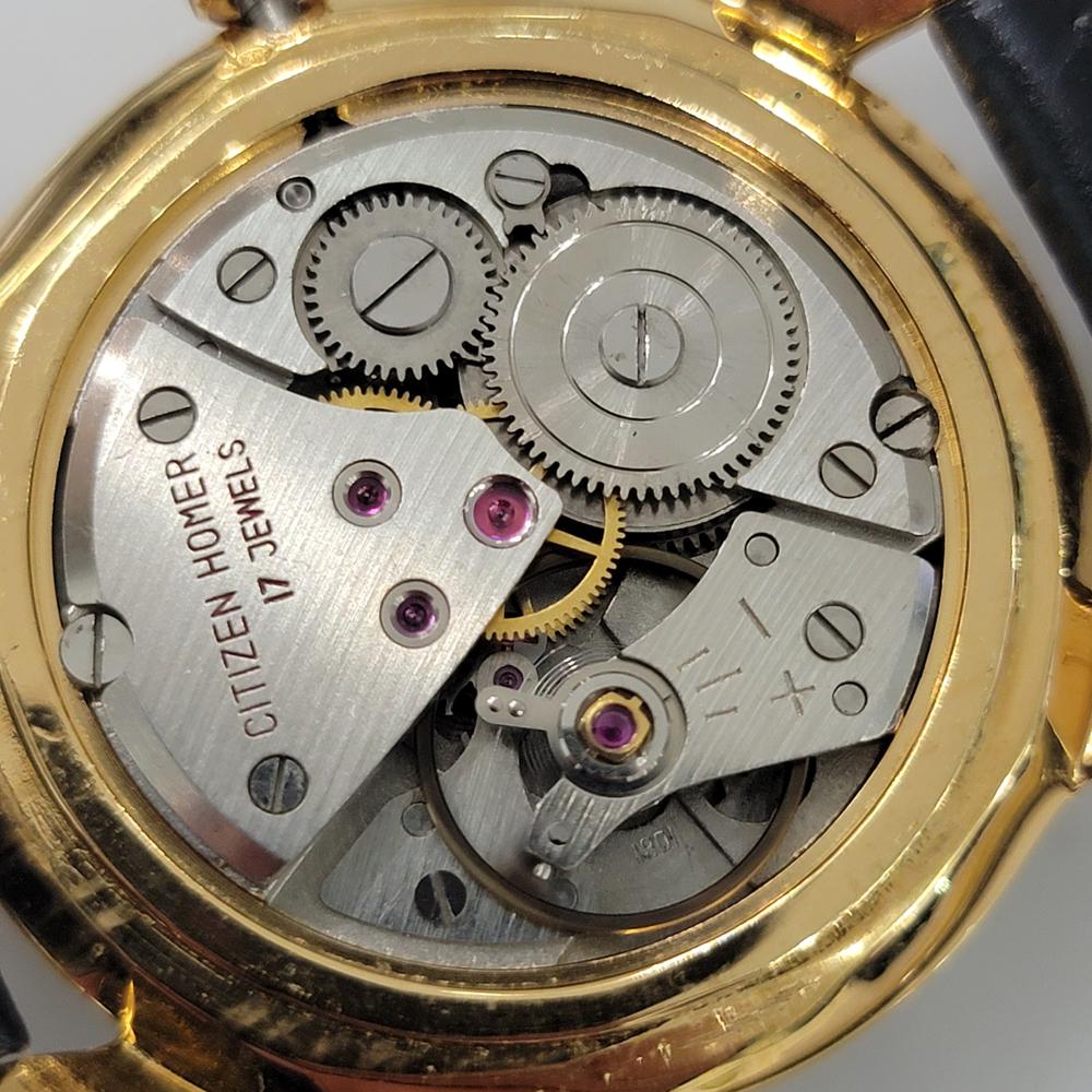 Citizen Homer Date 32mm Parashock con cappuccio in oro Uomo Vento Manuale 1970 NOS RJC212 in vendita 8