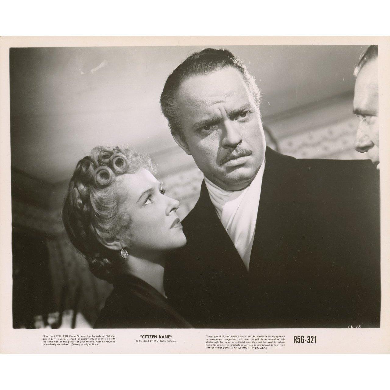 Original 1956 re-release U.S. silver gelatin single-weight photo for the 1941 film Citizen Kane directed by Orson Welles with Joseph Cotten / Dorothy Comingore / Agnes Moorehead / Ruth Warrick. Very Good-Fine condition. Please note: the size is