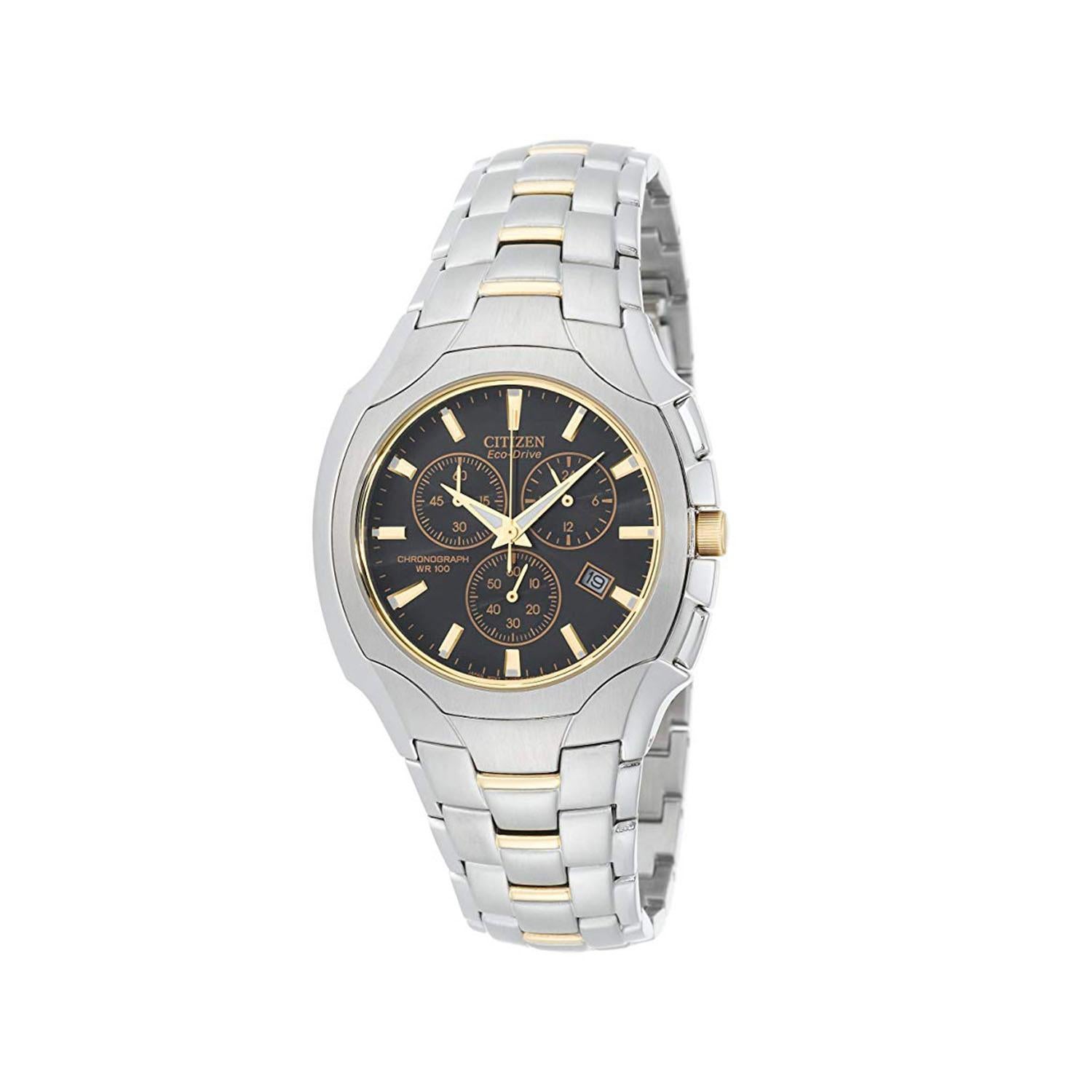 This New Without Tags Citizen Eco-drive AT0884-59E is a beautiful men's timepiece that is powered by quartz: solar powered movement which is cased in a stainless steel case. It has a round shape face, chronograph, chronograph hand, date, small