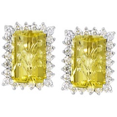 Citra Women
s 18 Karat White Gold Diamond and Lemon Quartz Earrings