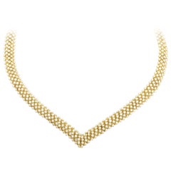 Citra Yellow Gold Full Diamond Pave Collar Necklace CI009
