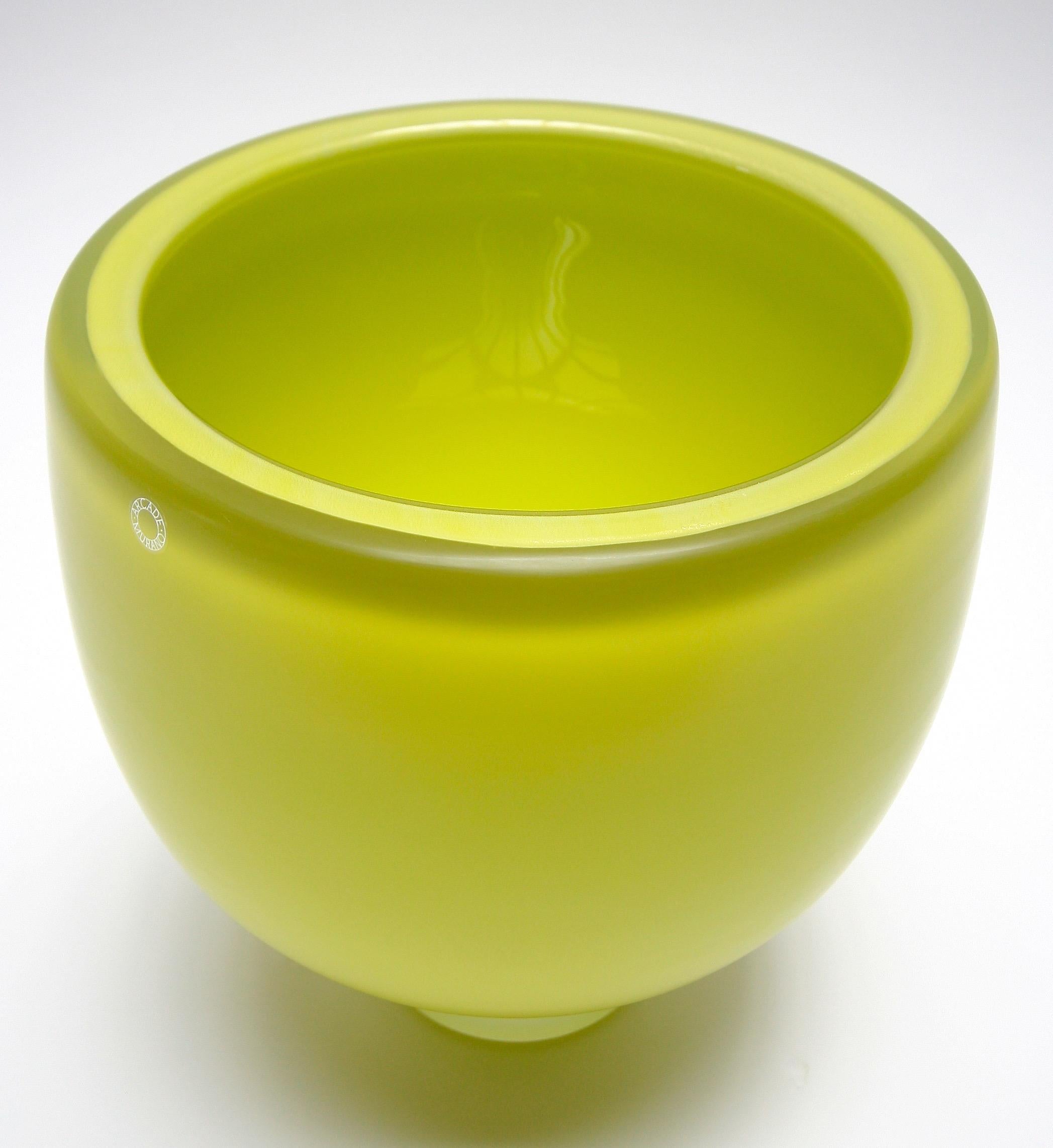 Blown Glass Citreum Yellow Murano Glass Vase or Bowl