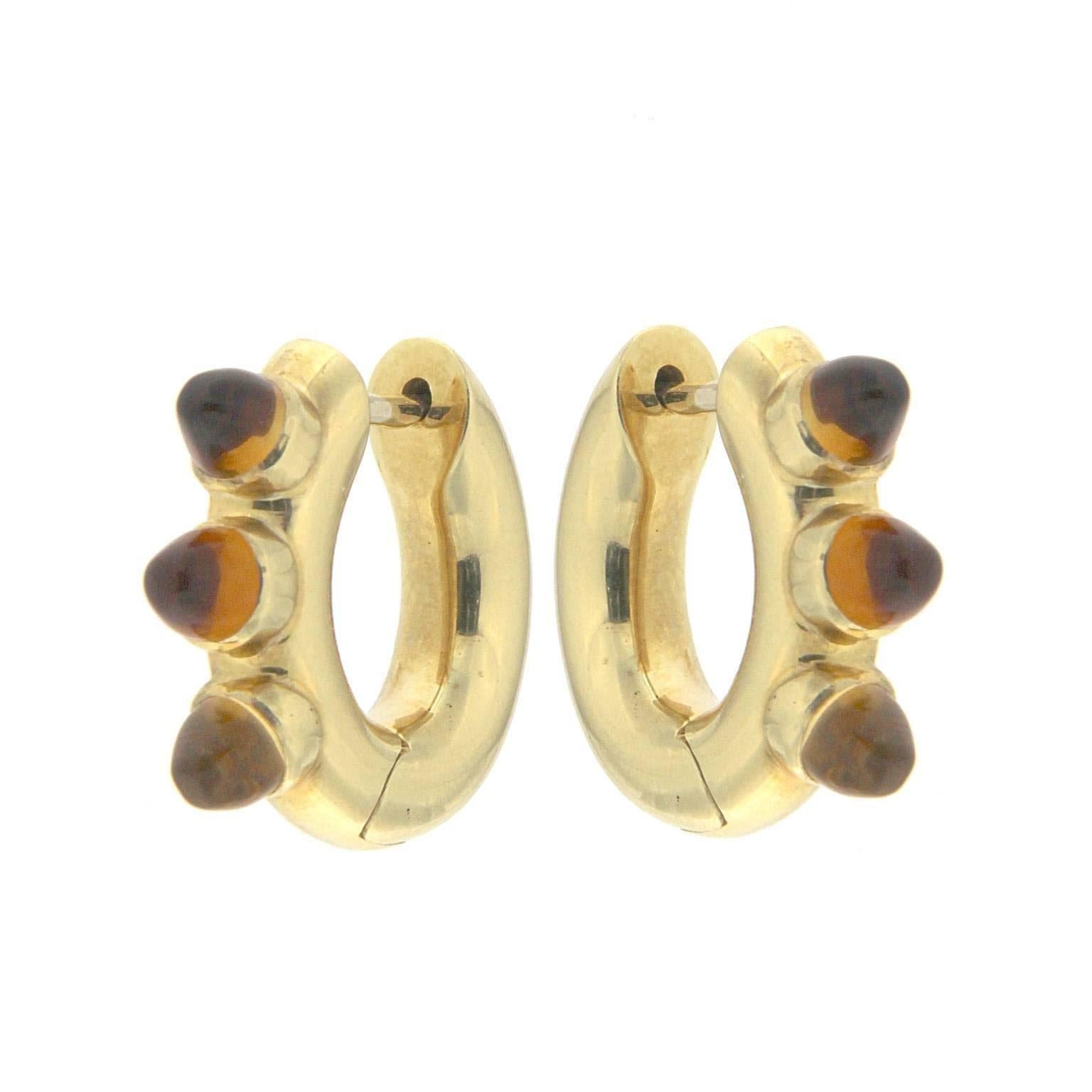 Citrin and Yellow Gold Earrings For Sale at 1stDibs