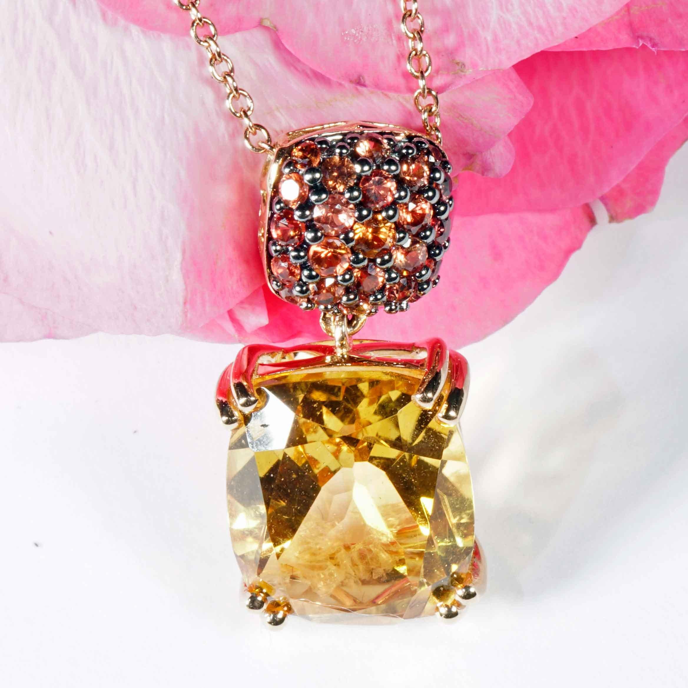 Collana Citrin Orange Saphire: una combinazione straordinaria 4,62 ct rodio nero in vendita 4