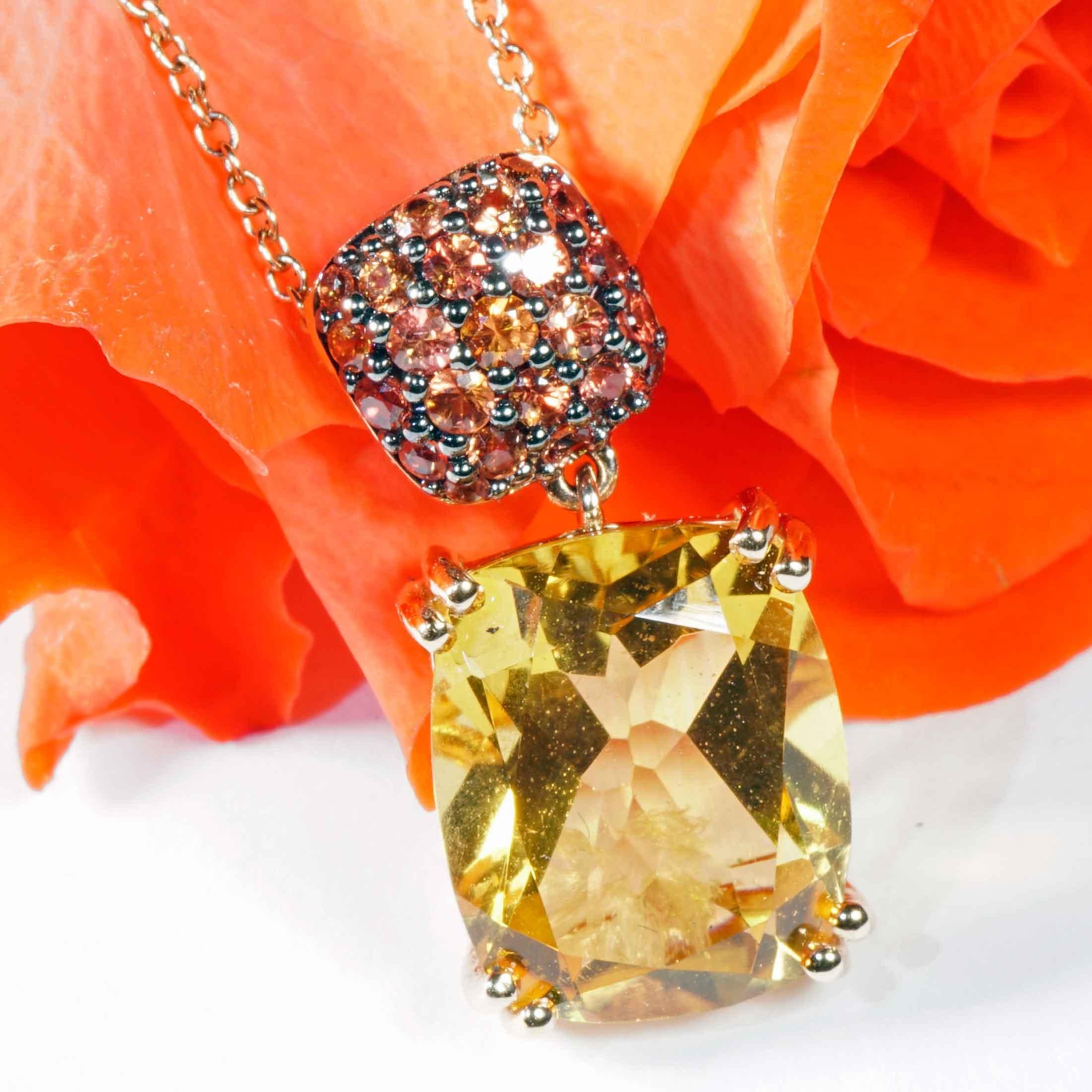 Collana Citrin Orange Saphire: una combinazione straordinaria 4,62 ct rodio nero in vendita 5