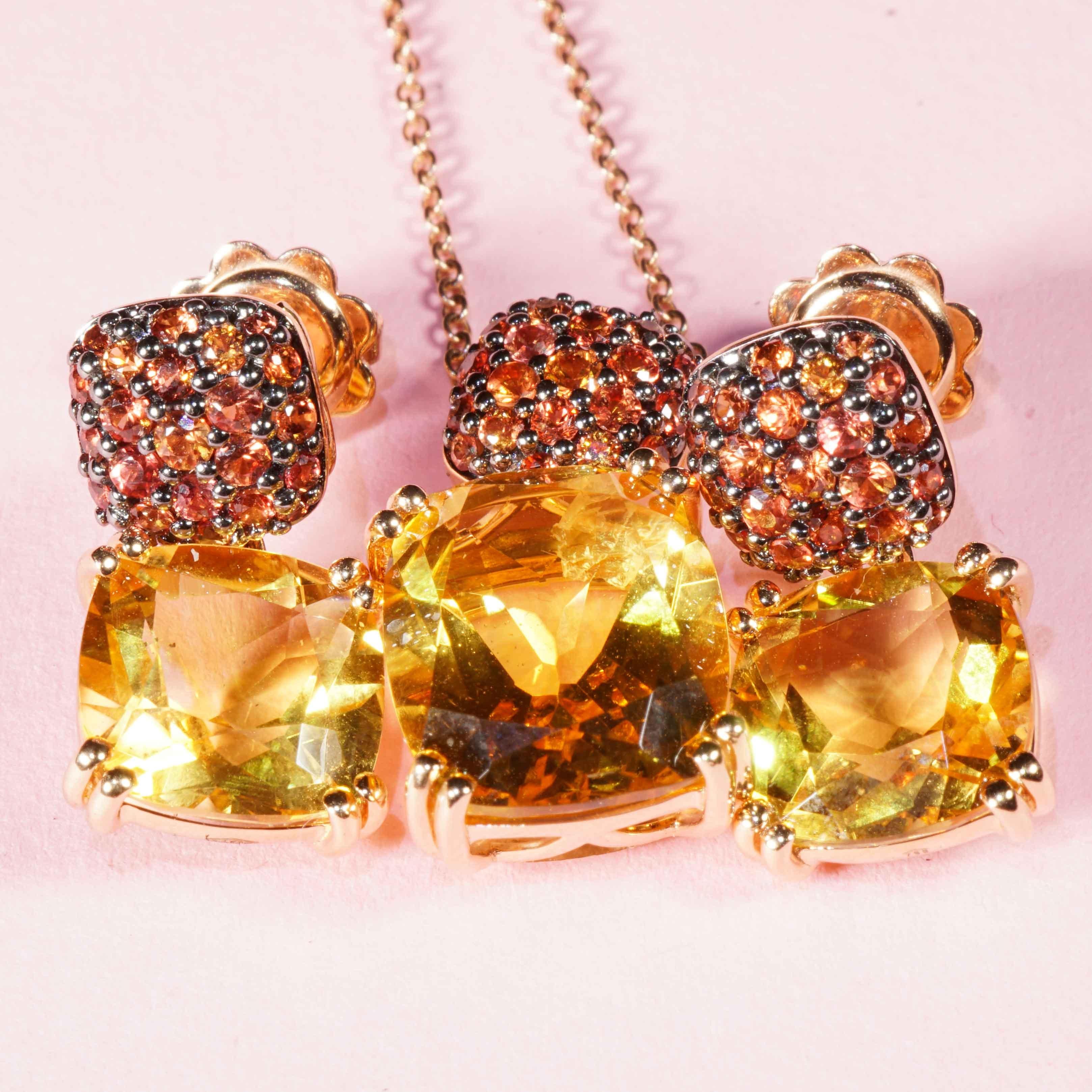 Collana Citrin Orange Saphire: una combinazione straordinaria 4,62 ct rodio nero in vendita 6