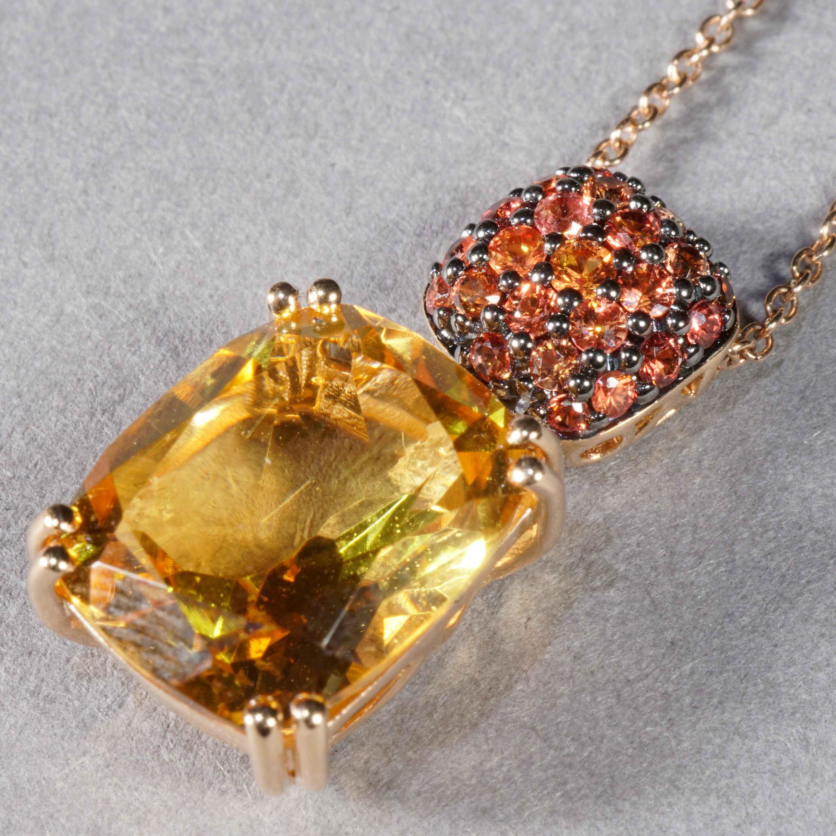Collana Citrin Orange Saphire: una combinazione straordinaria 4,62 ct rodio nero In condizioni Nuovo in vendita a Viena, Viena