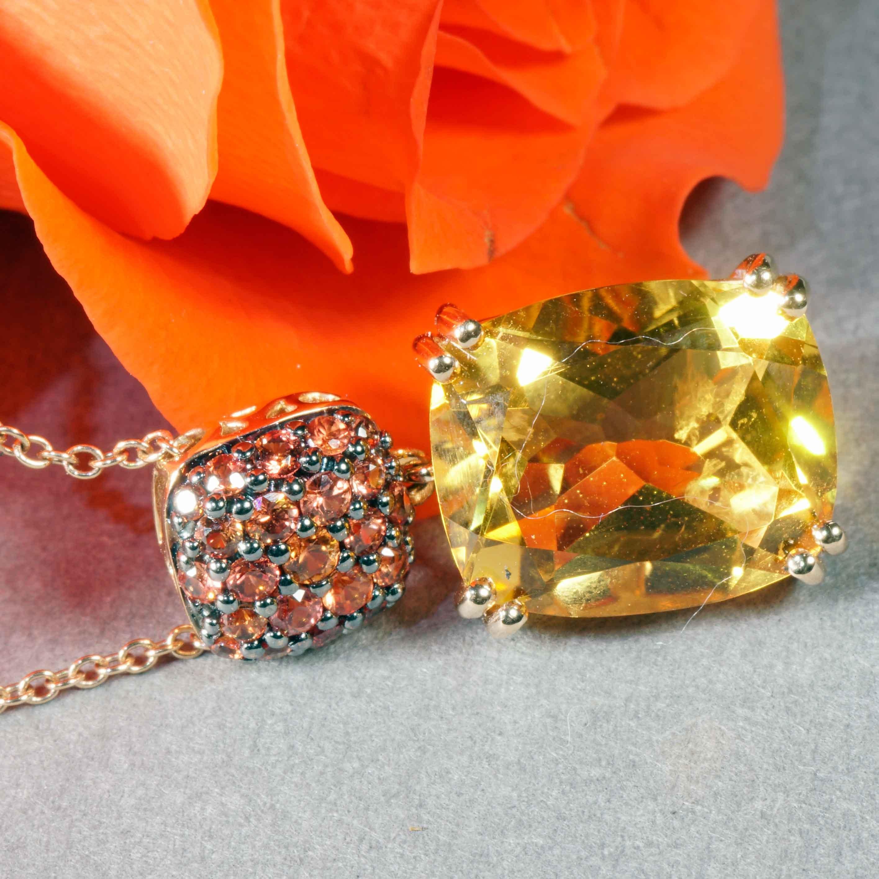 Collana Citrin Orange Saphire: una combinazione straordinaria 4,62 ct rodio nero in vendita 1