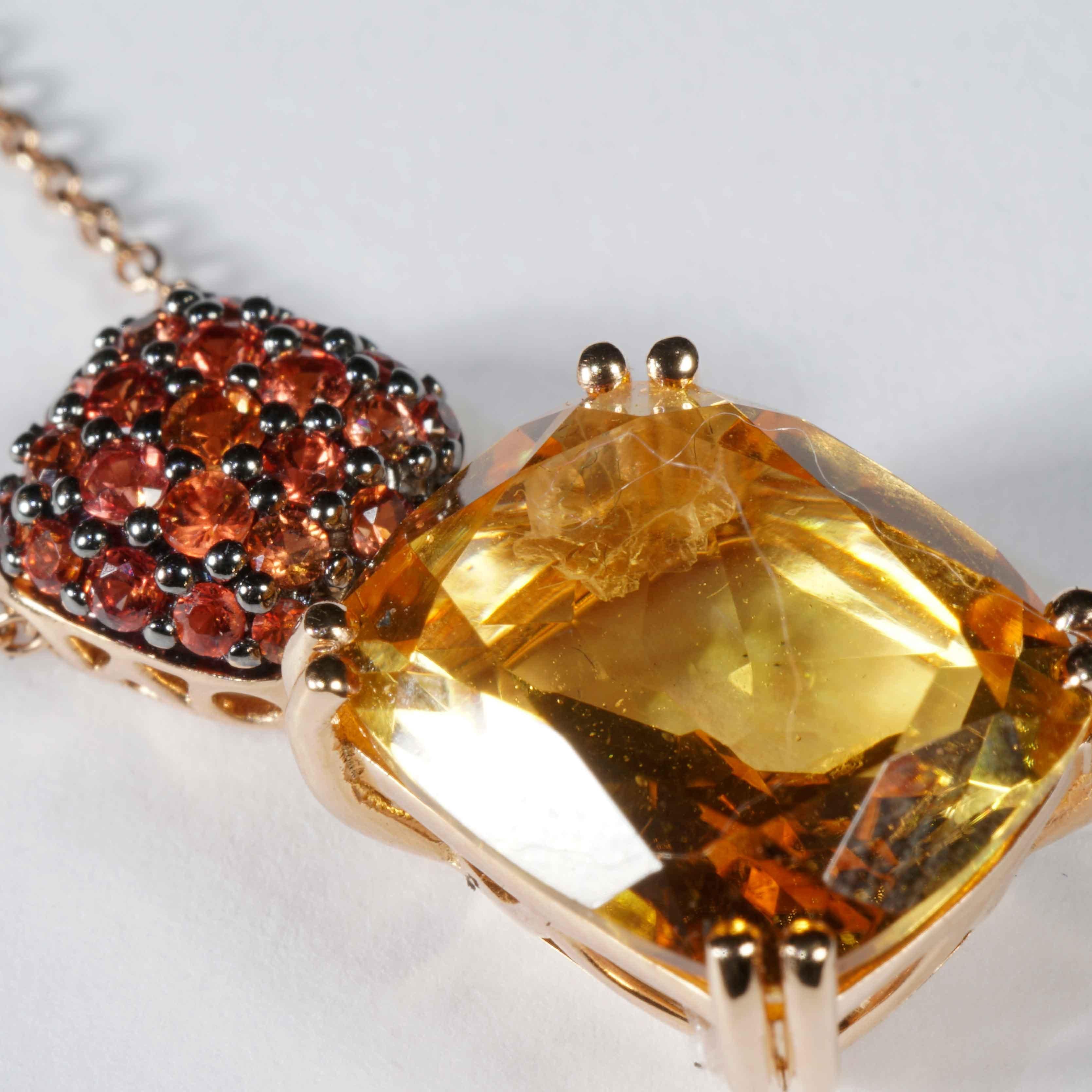 Collana Citrin Orange Saphire: una combinazione straordinaria 4,62 ct rodio nero in vendita 2