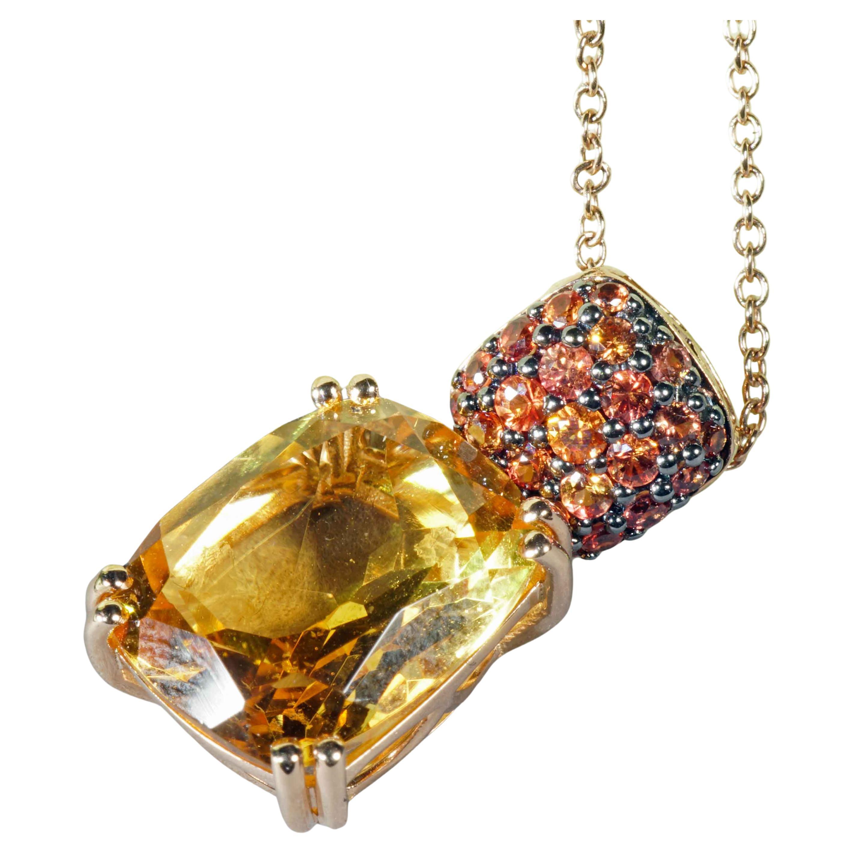 Collana Citrin Orange Saphire: una combinazione straordinaria 4,62 ct rodio nero in vendita