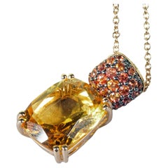Citrin Naranja Saphire Collar lo que es una impresionante Kombination 4,62 ct Rodio negro
