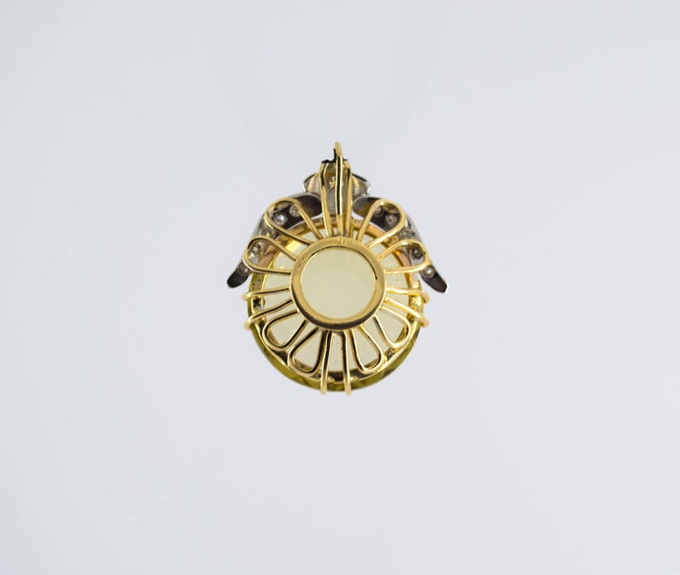 Women's or Men's Citrine 0.25 Carat White Diamond Yellow and White Gold Pendant For Sale