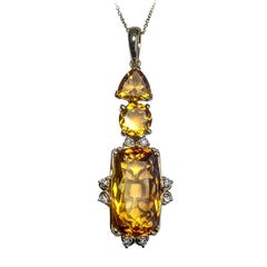 Citrine 12.68 Carat and Diamond Pendant