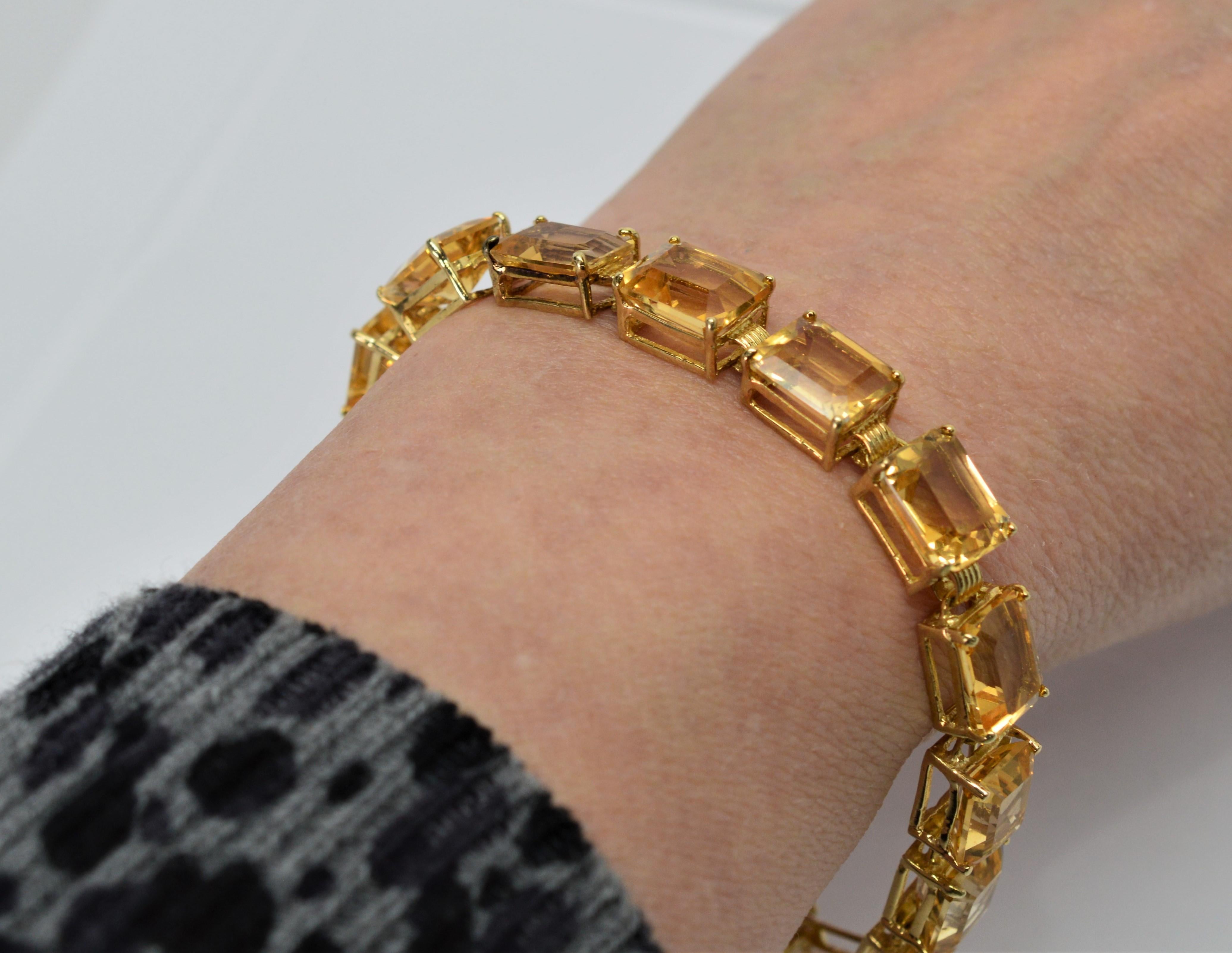 Women's Citrine 14 Karat Yellow Gold Link Bracelet