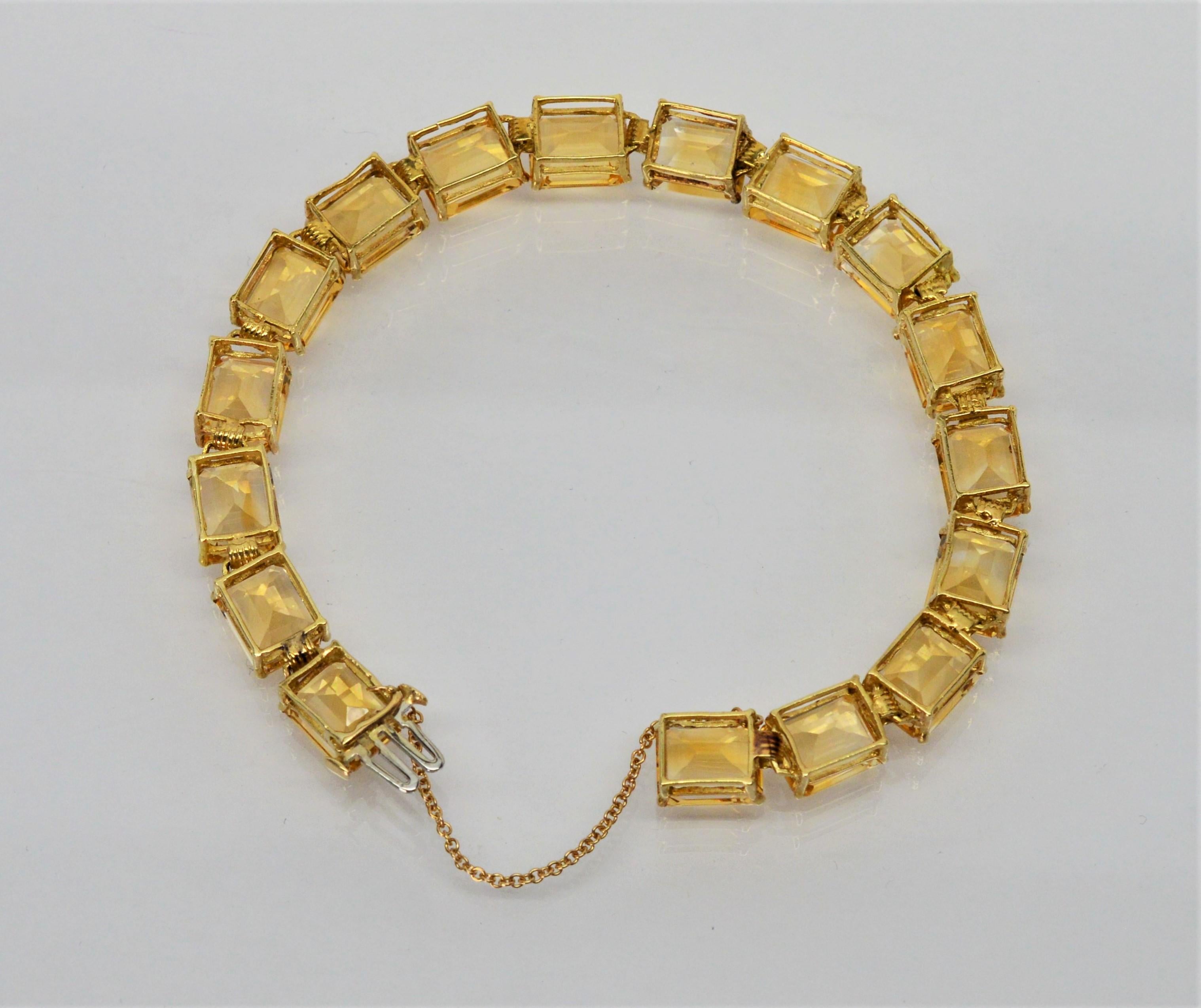 Citrine 14 Karat Yellow Gold Link Bracelet 1