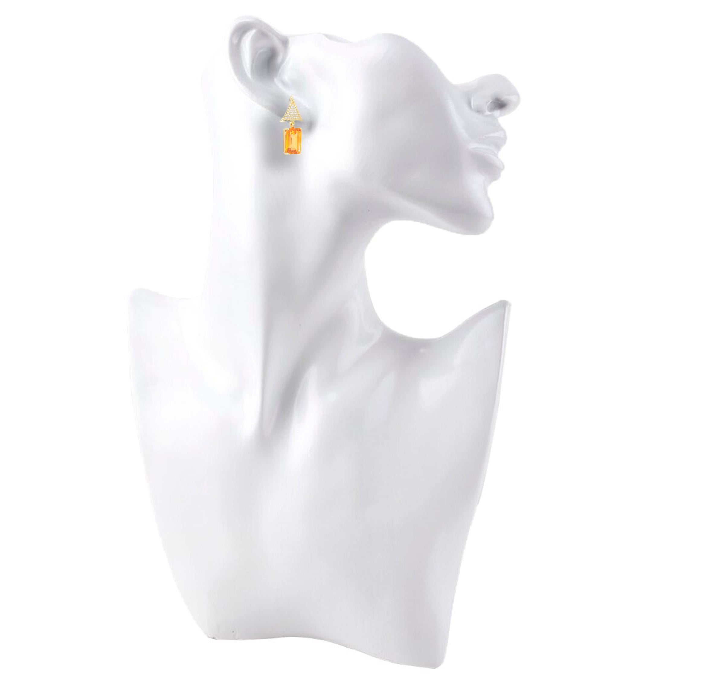 Citrine 14k gold earrings studs.  For Sale 4