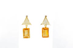 Citrine 14k gold earrings studs.