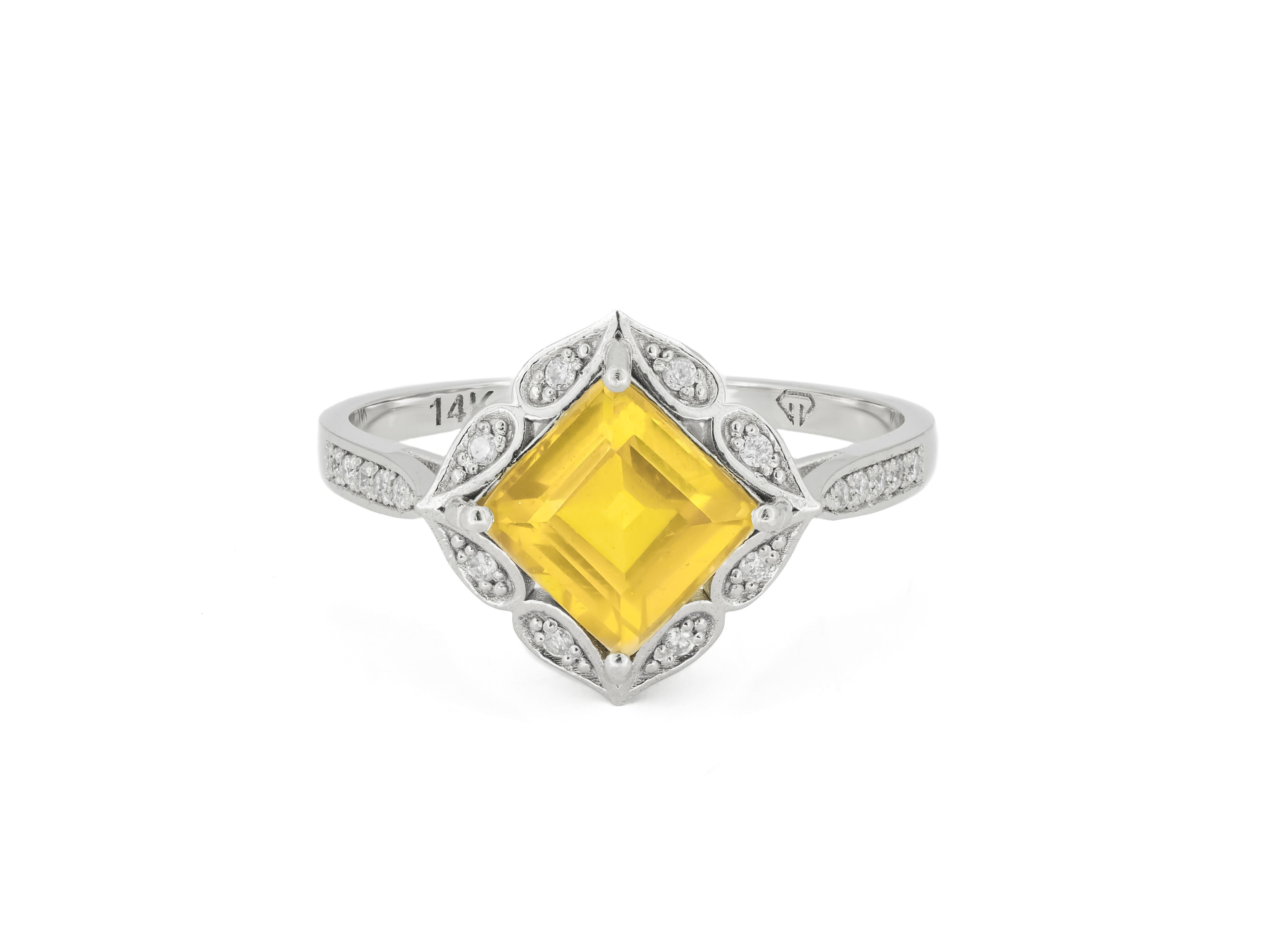 En vente :  Bague en or 14k avec citrine 3