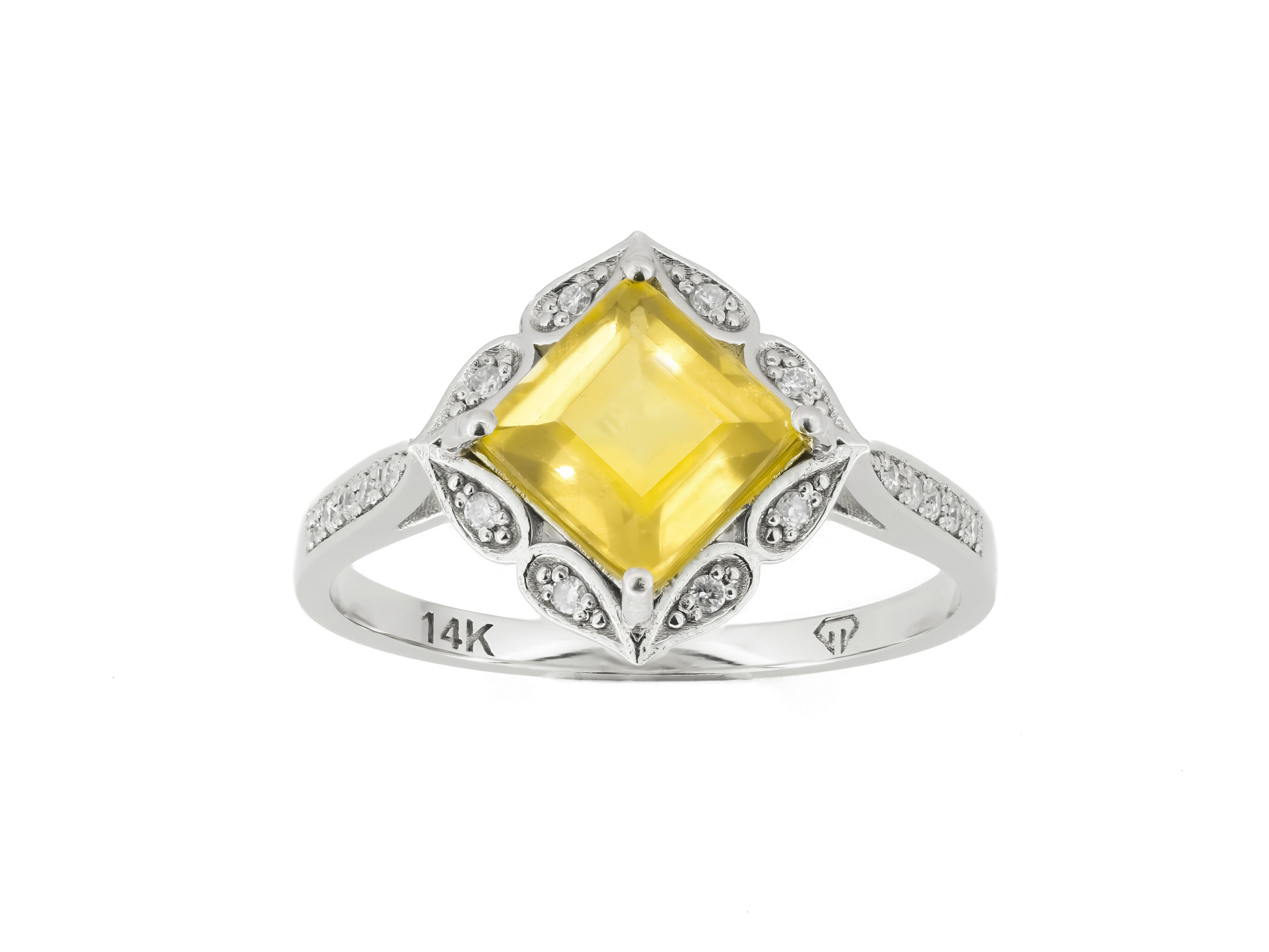 En vente :  Bague en or 14k avec citrine 4