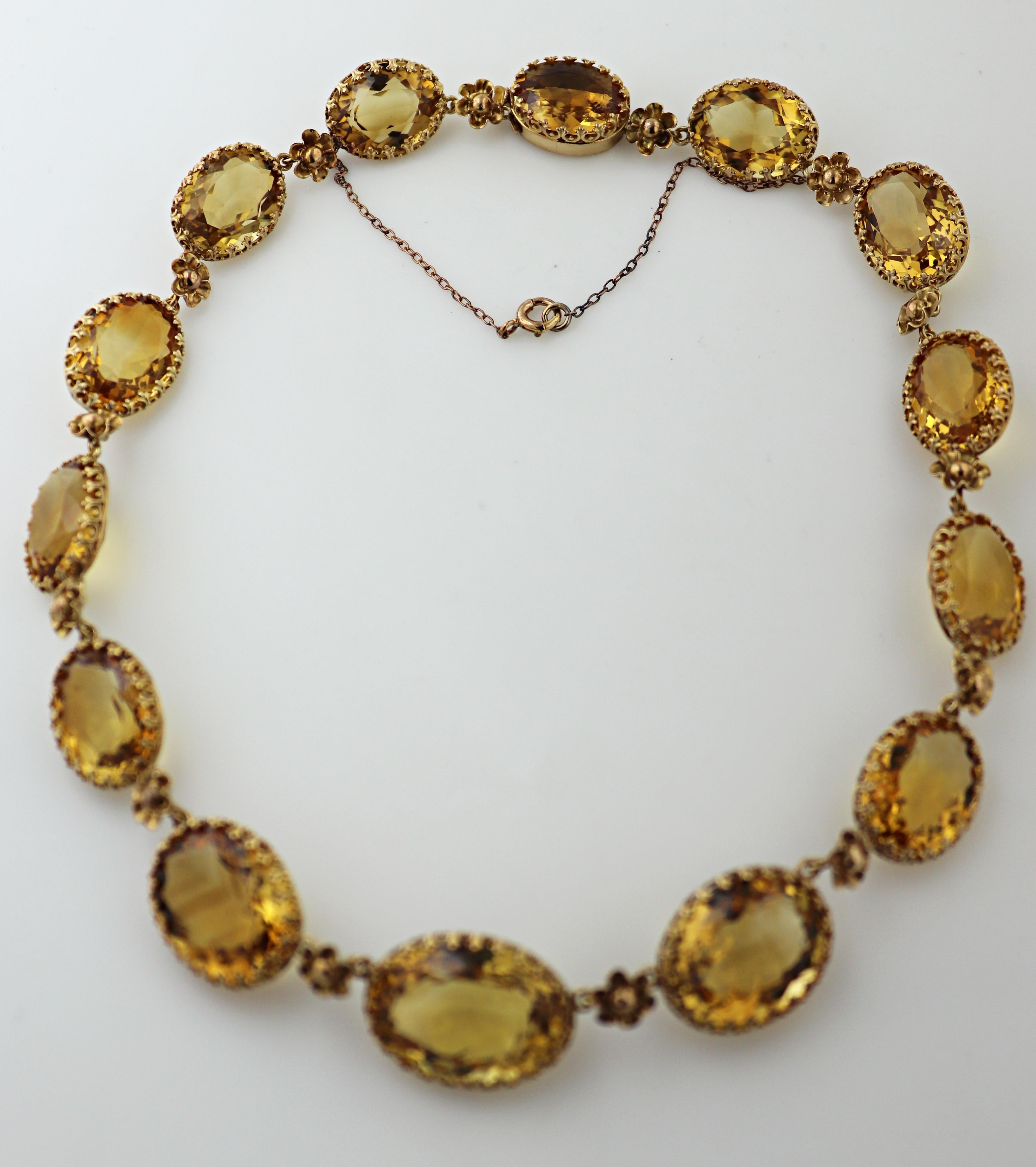 Citrine, 14k Yellow Gold Necklace and Earrings Suite For Sale 4