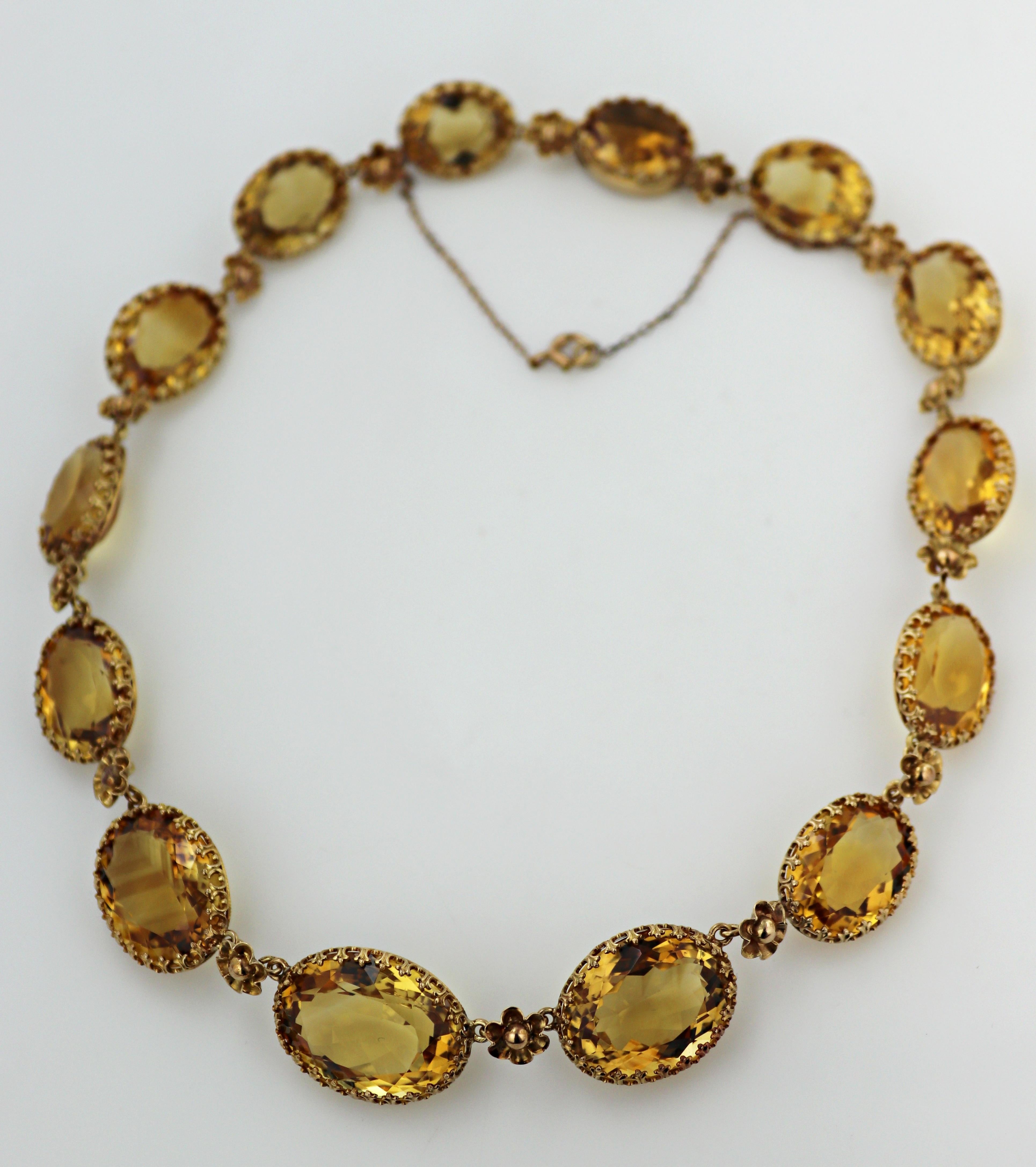 Citrine, 14k Yellow Gold Necklace and Earrings Suite For Sale 5