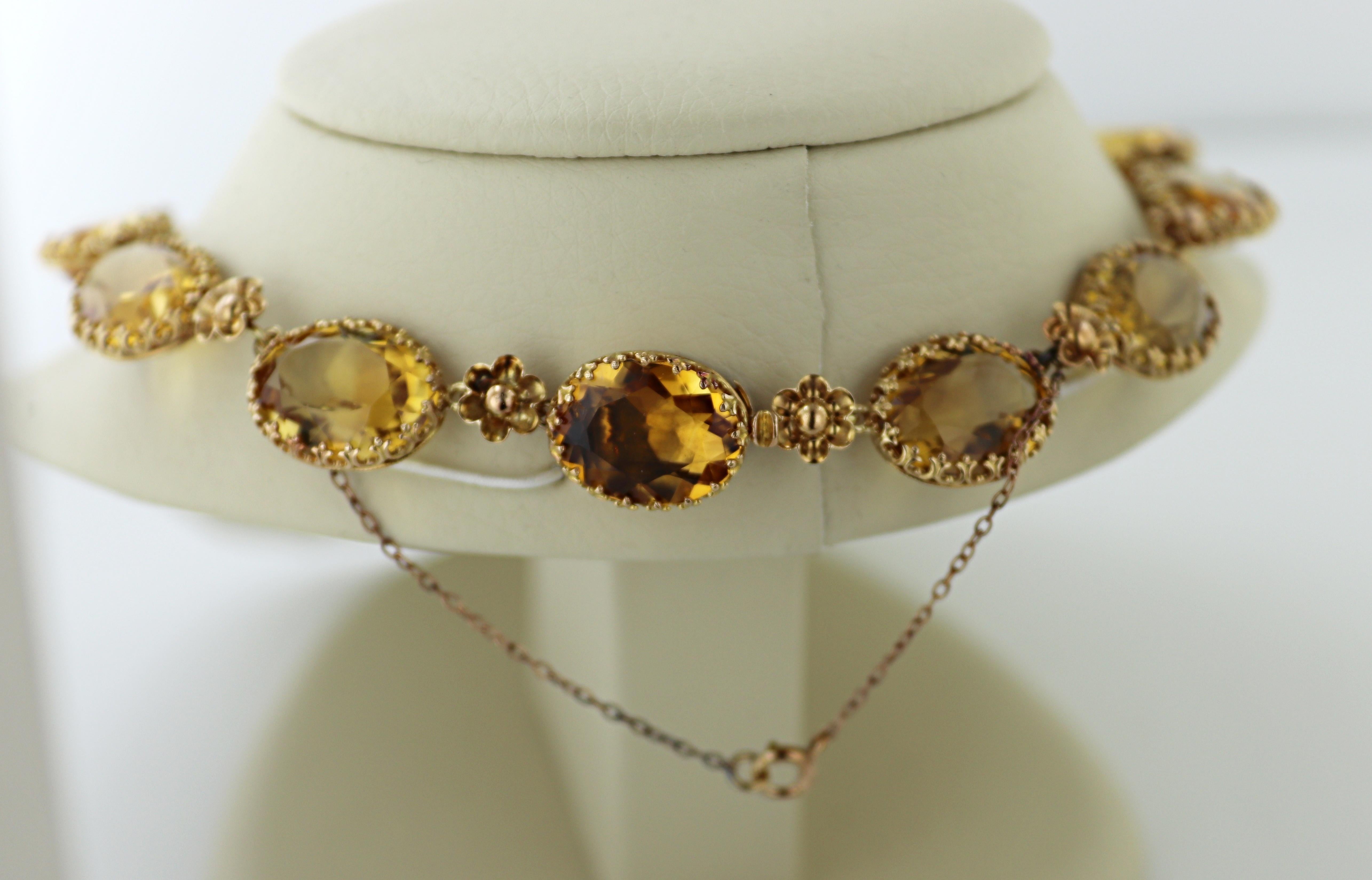 Citrine, 14k Yellow Gold Necklace and Earrings Suite For Sale 3