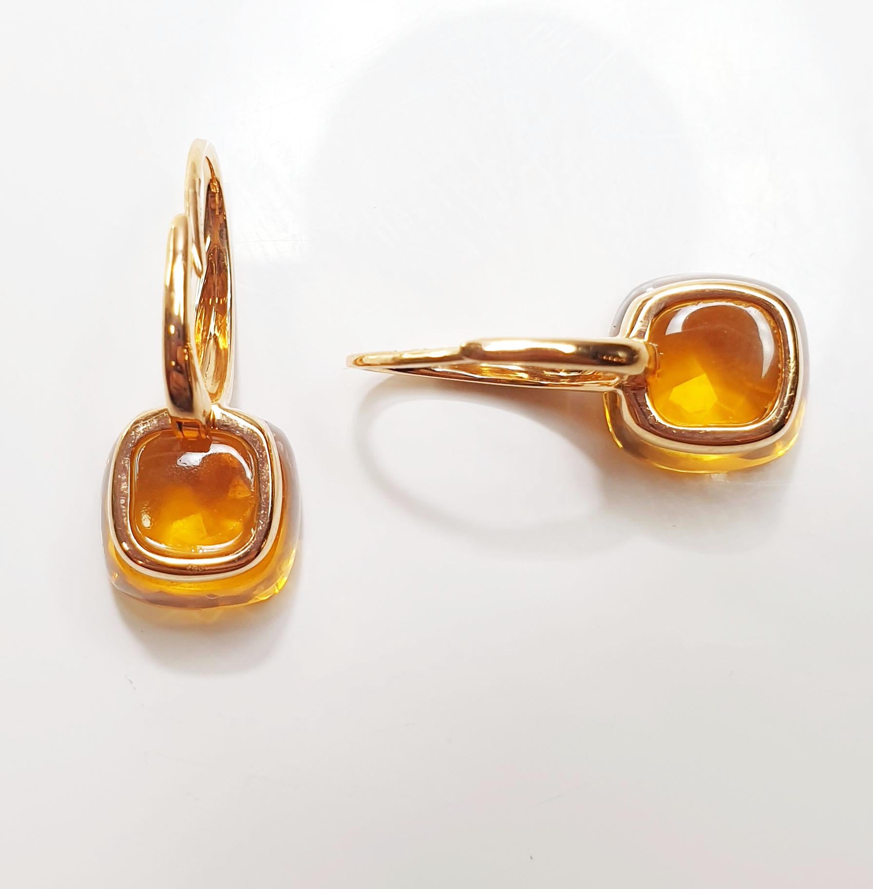 Contemporary Multifaceted  Citrine 18 Karat Rose Gold Dangle Earrings