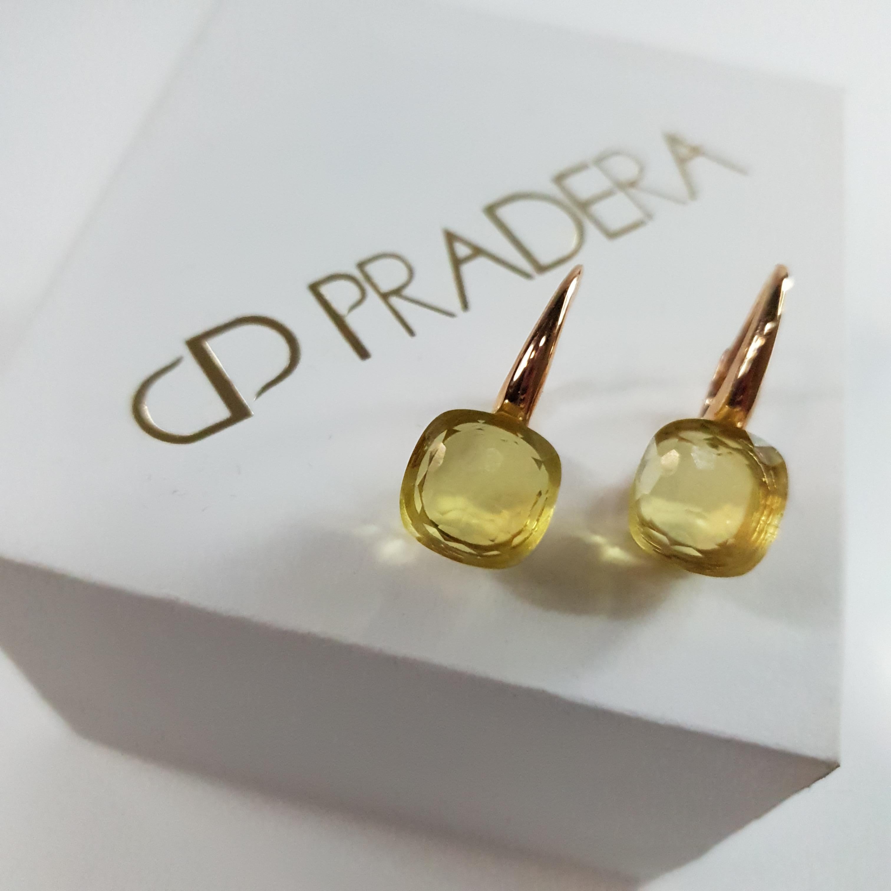 Citrine 18 Karat Rose Gold Dangle Earrings In New Condition In Bilbao, ES