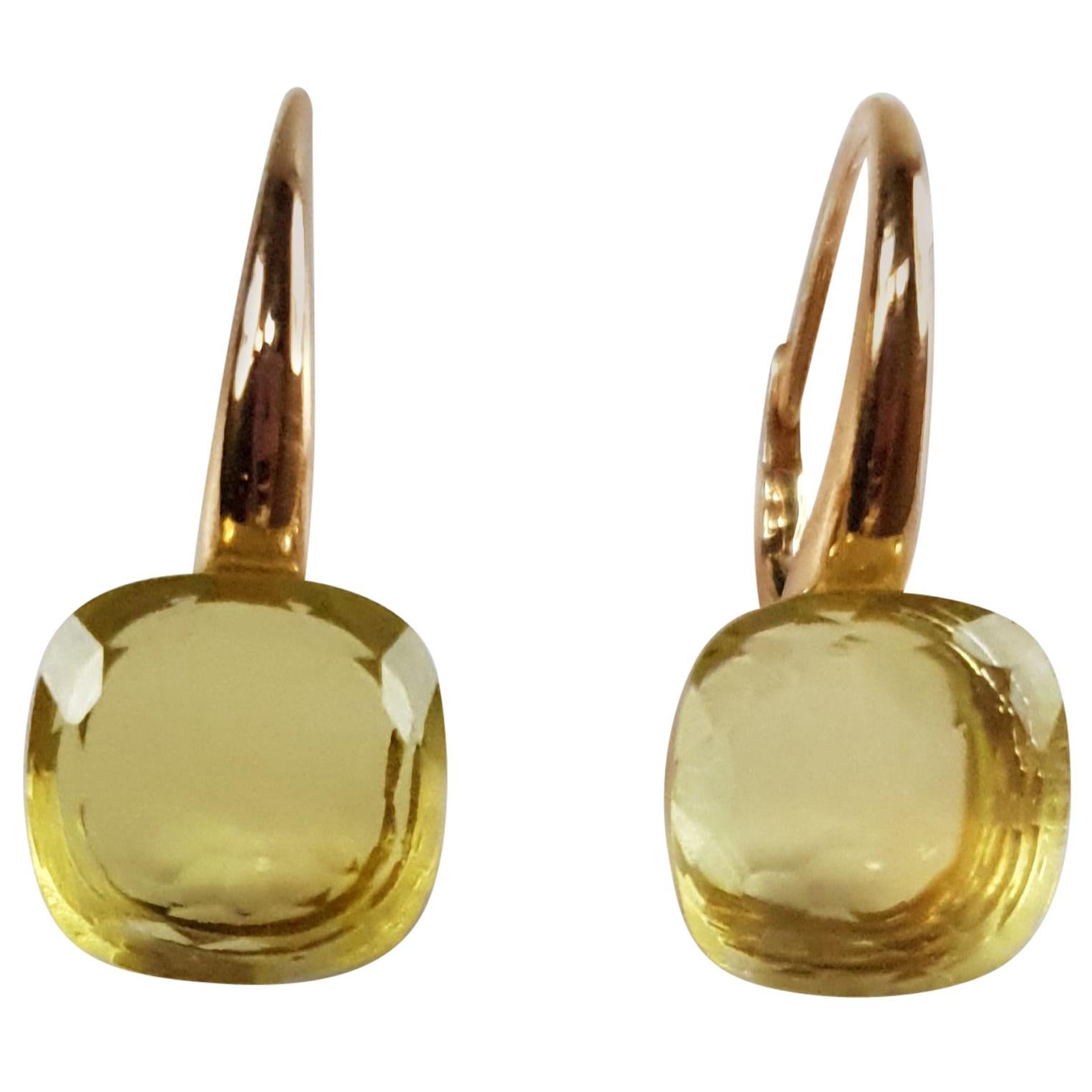 Citrine 18 Karat Rose Gold Dangle Earrings 2