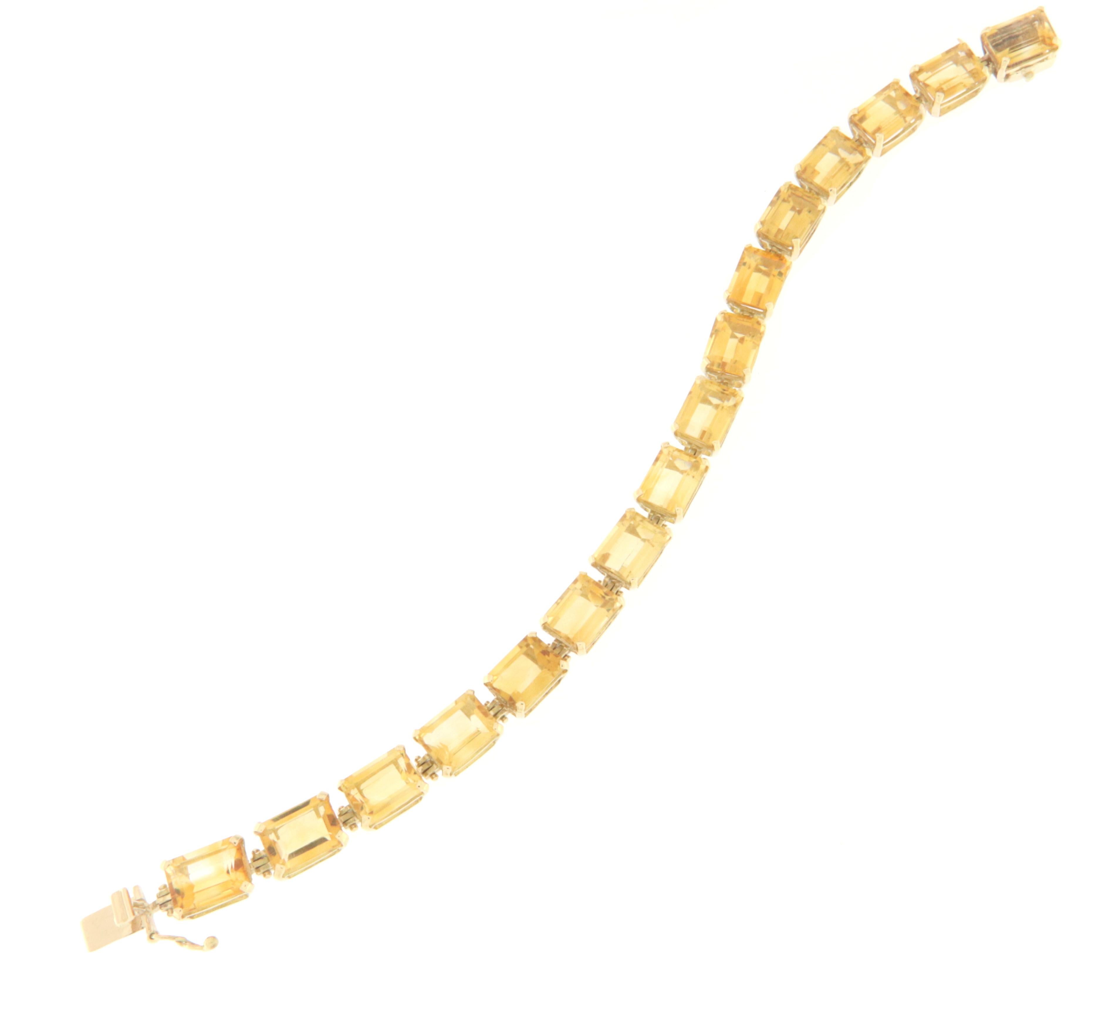 Artisan Citrine 18 Karat Yellow Gold Cuff Bracelet For Sale