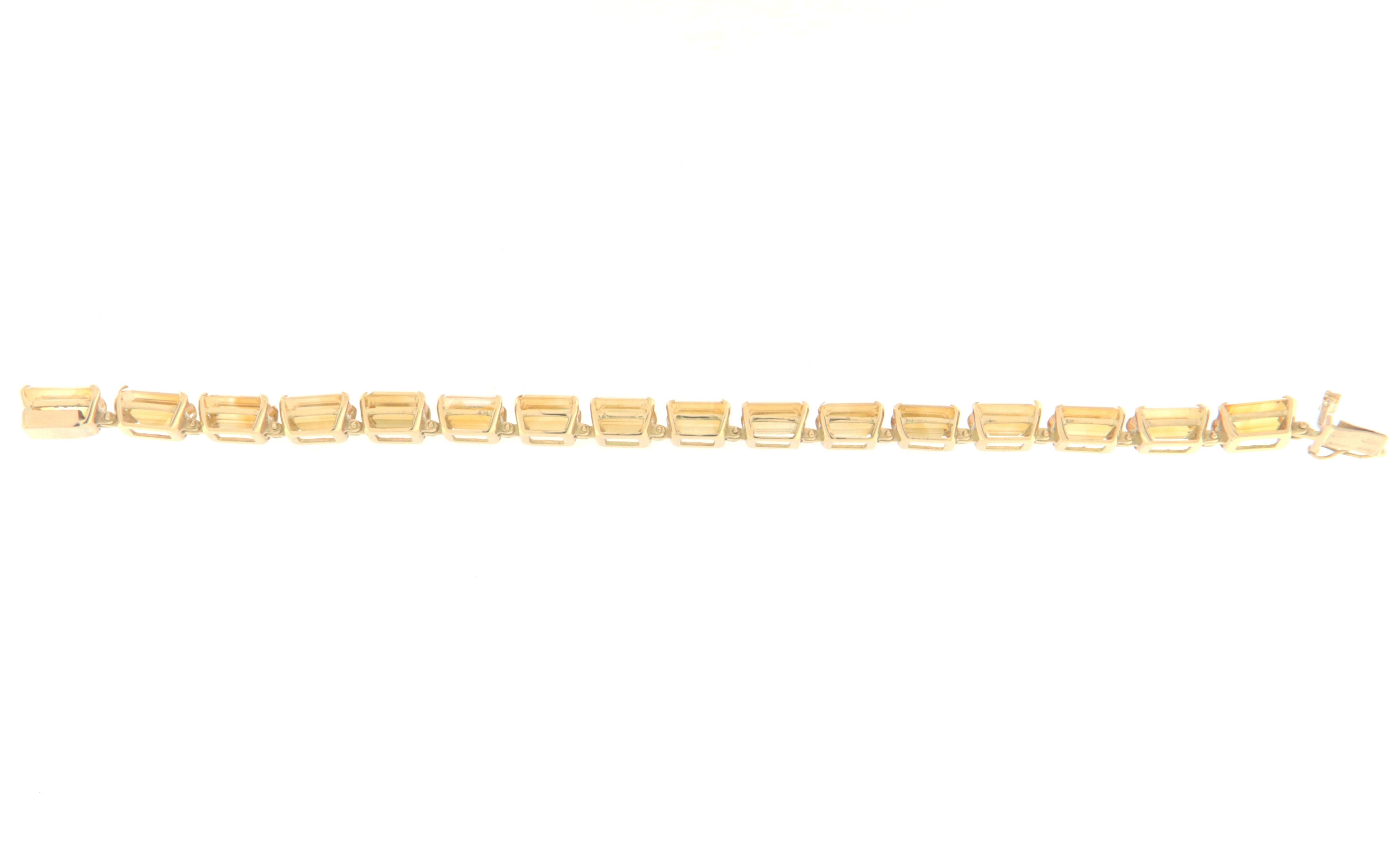 Citrine 18 Karat Yellow Gold Cuff Bracelet In New Condition For Sale In Marcianise, IT