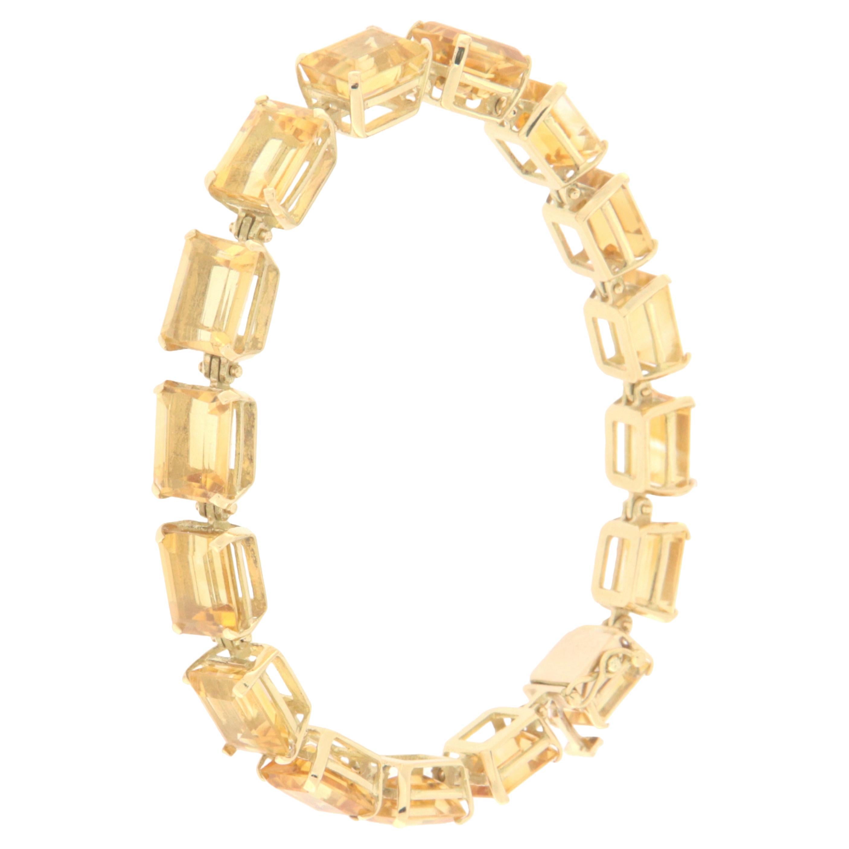 Citrine 18 Karat Yellow Gold Cuff Bracelet For Sale