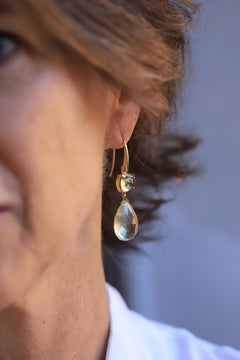 Citrine 18K Yellow Gold Classy Modern Dangle Earrings