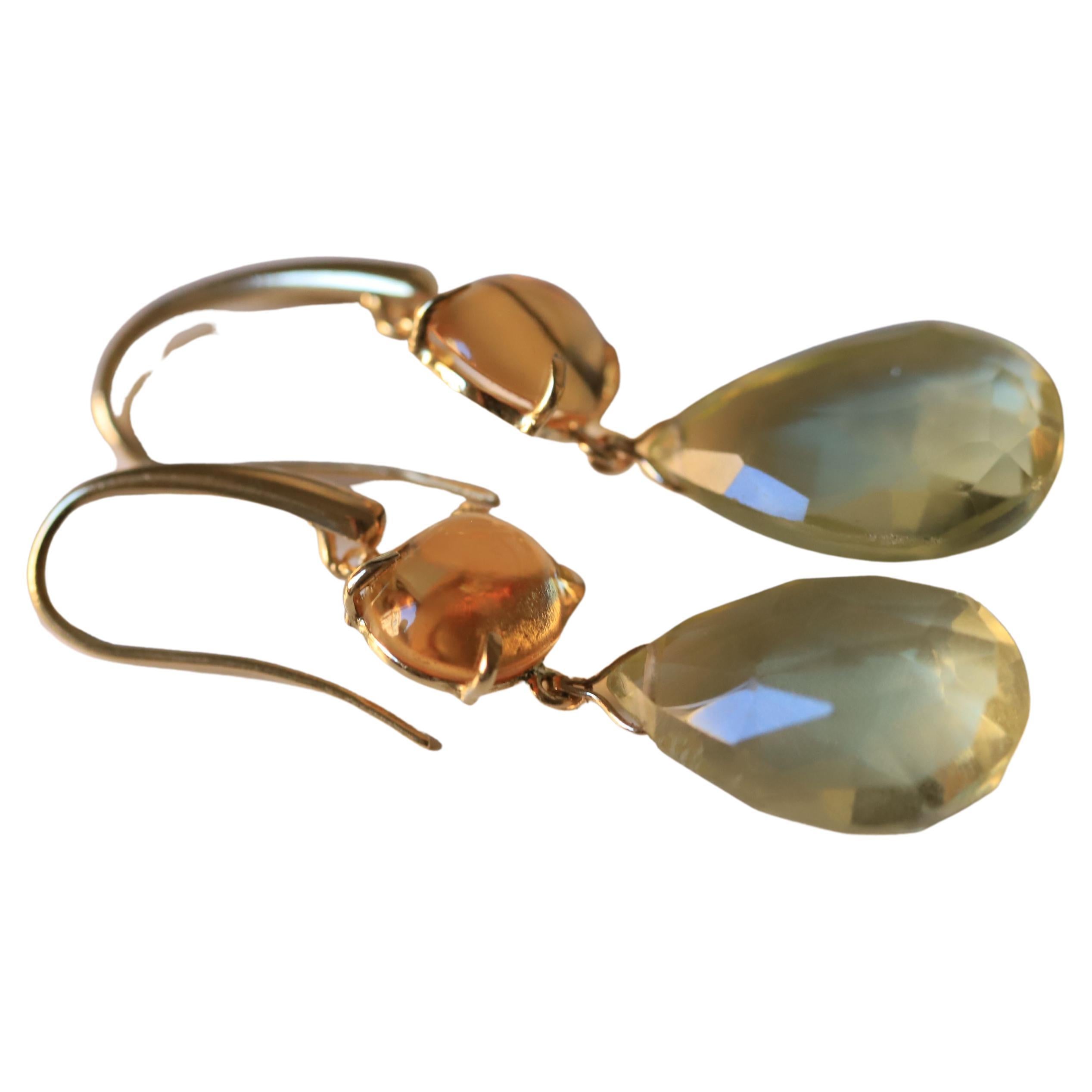 Citrine 18K Yellow Gold Classy Modern Dangle Earrings For Sale