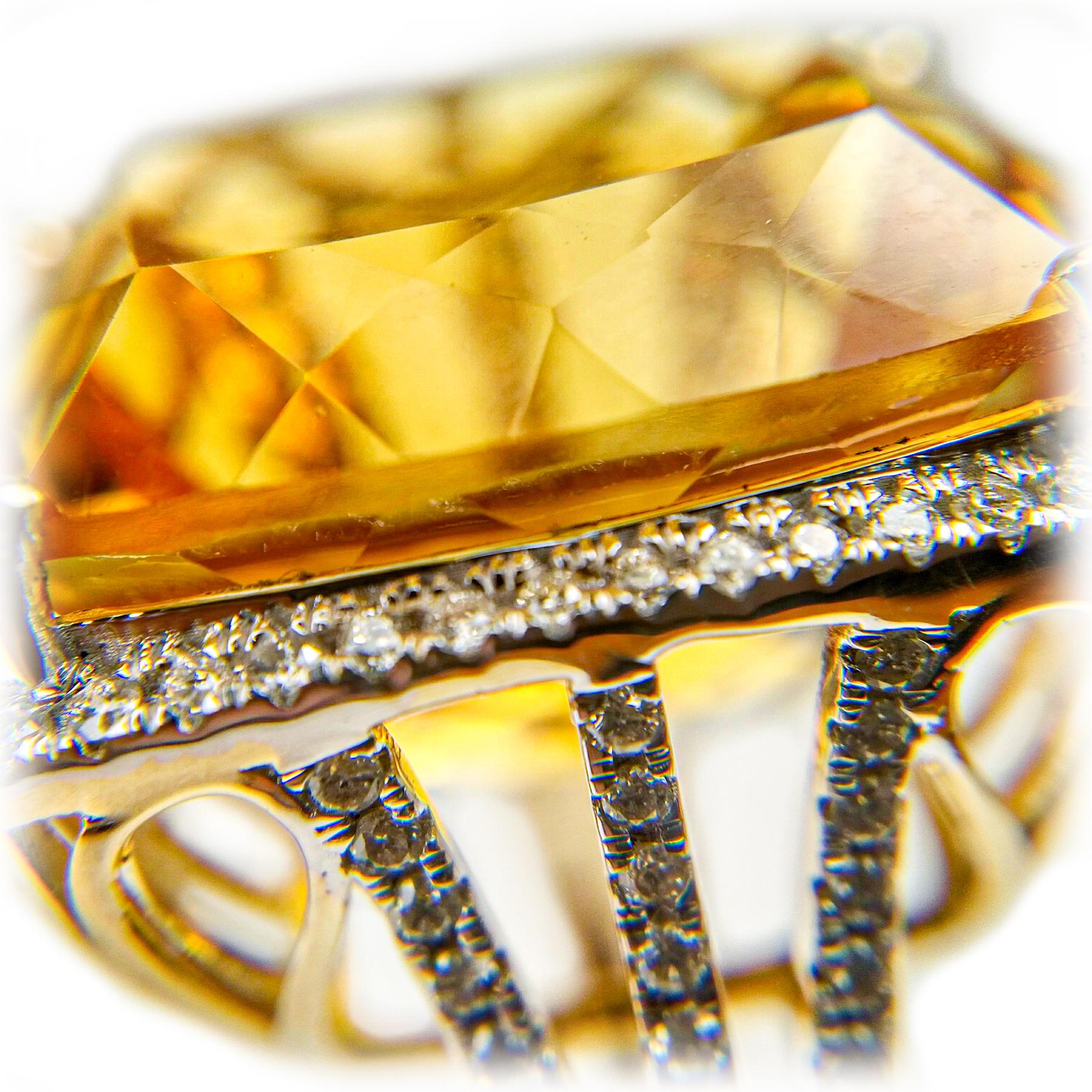 Citrine 21.61 Carat Diamond Ring 2