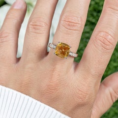 Citrine 3.88 Carat Solitaire Ring White Topaz Setting