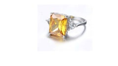 Citrine 7.2ct Ring 14k White Gold