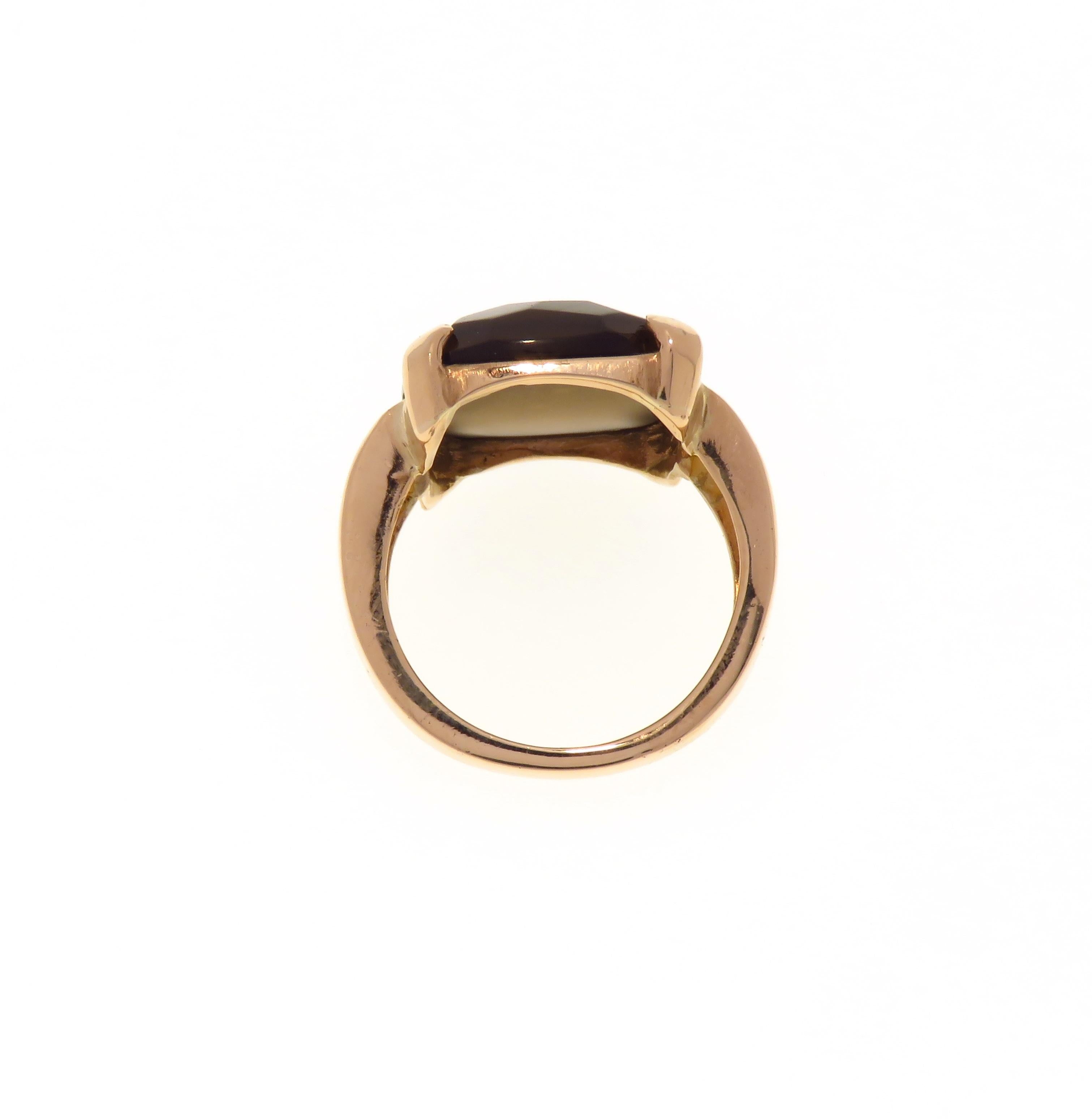 Citrine 9 Karat Rose Gold Ring Handcrafted in Italy For Sale 3