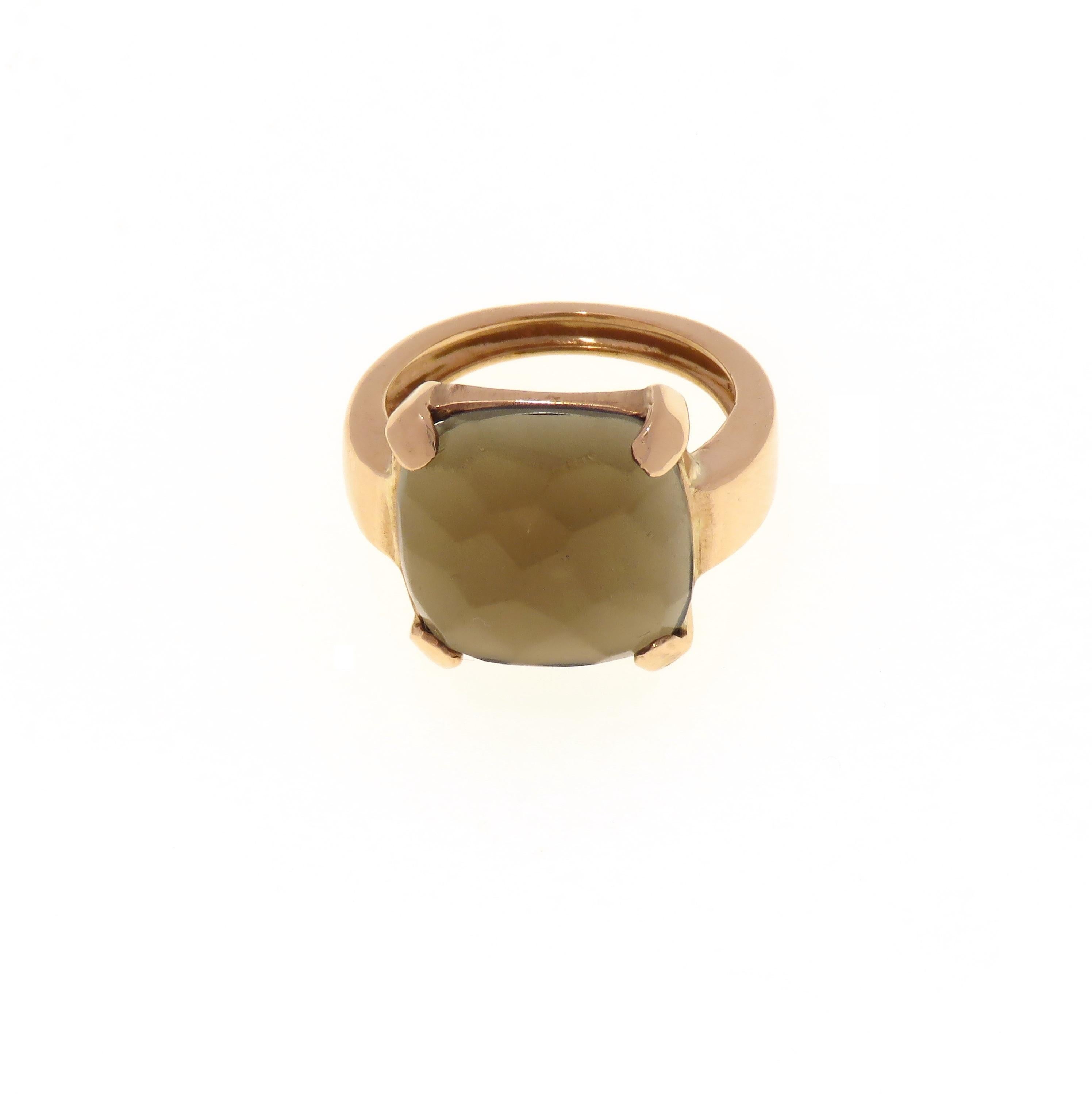 Citrine 9 Karat Rose Gold Ring Handcrafted in Italy In New Condition For Sale In Milano, IT