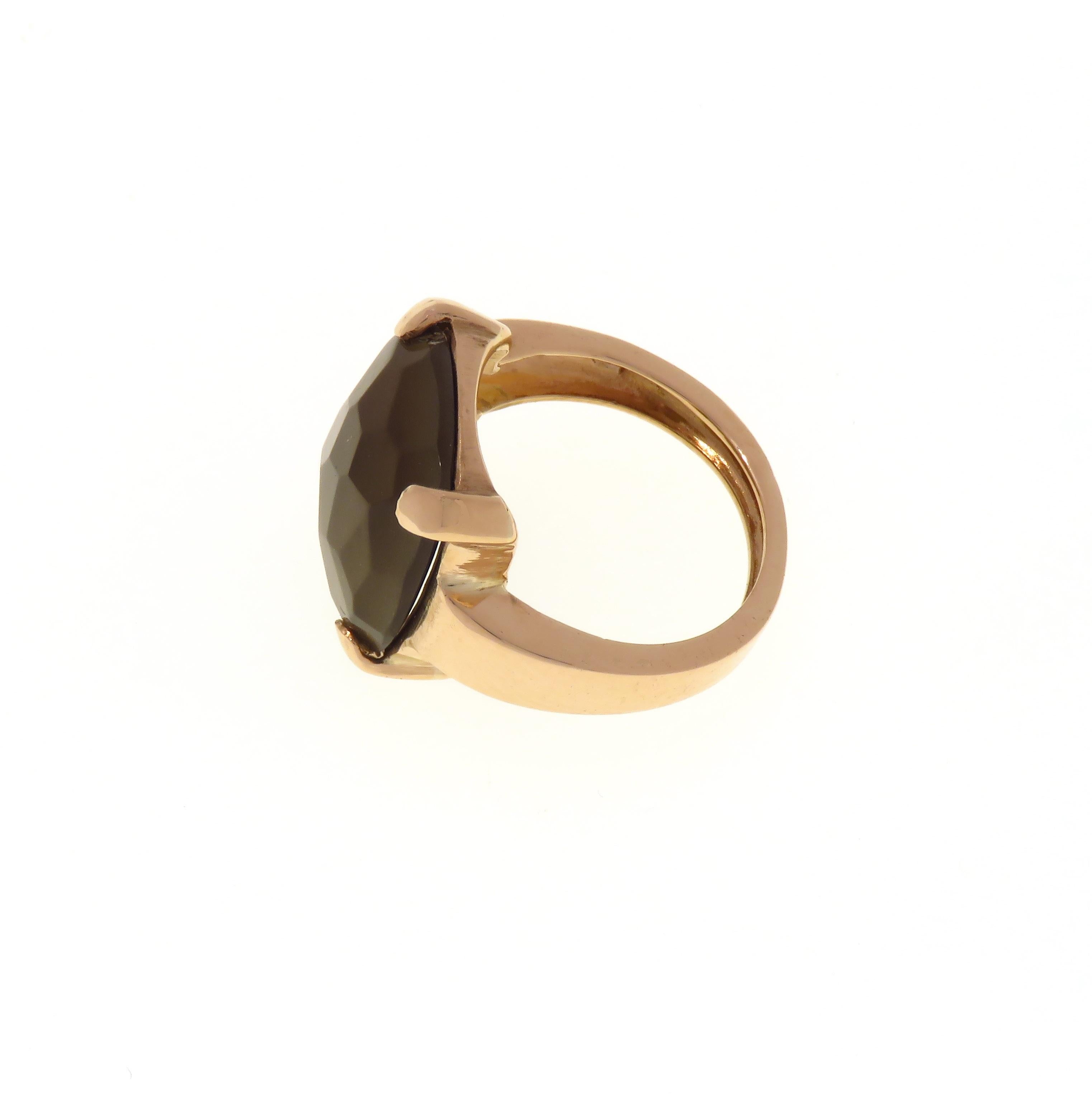 Citrine 9 Karat Rose Gold Ring Handcrafted in Italy For Sale 2