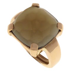 Anello Citrino in oro rosa 9 carati realizzato a mano in Italia