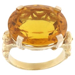 Citrine 9 Karat Yellow Gold Cocktail Ring