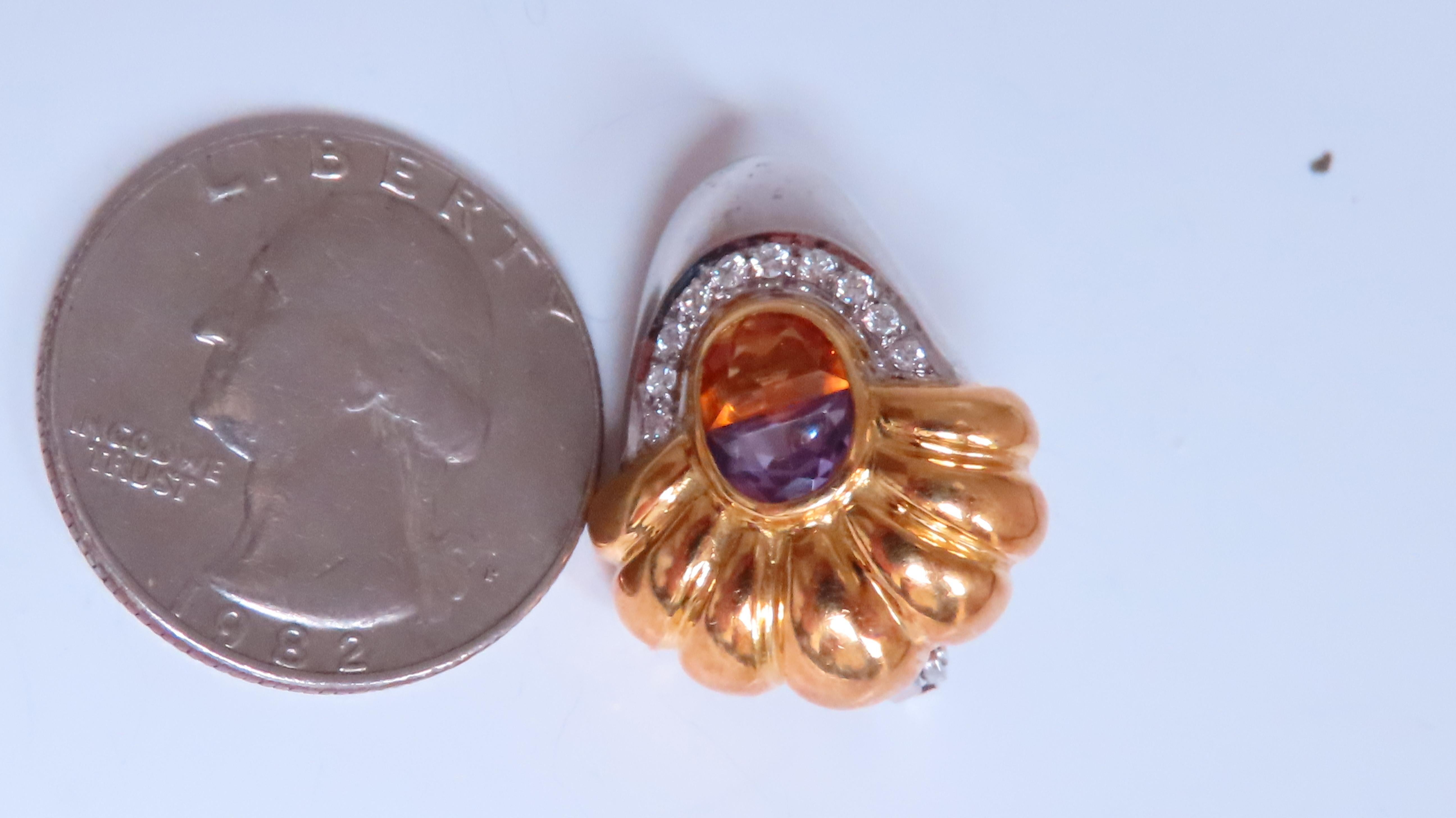 Pendientes de clip citrino amatista 18kt 12530 Contemporáneo en venta
