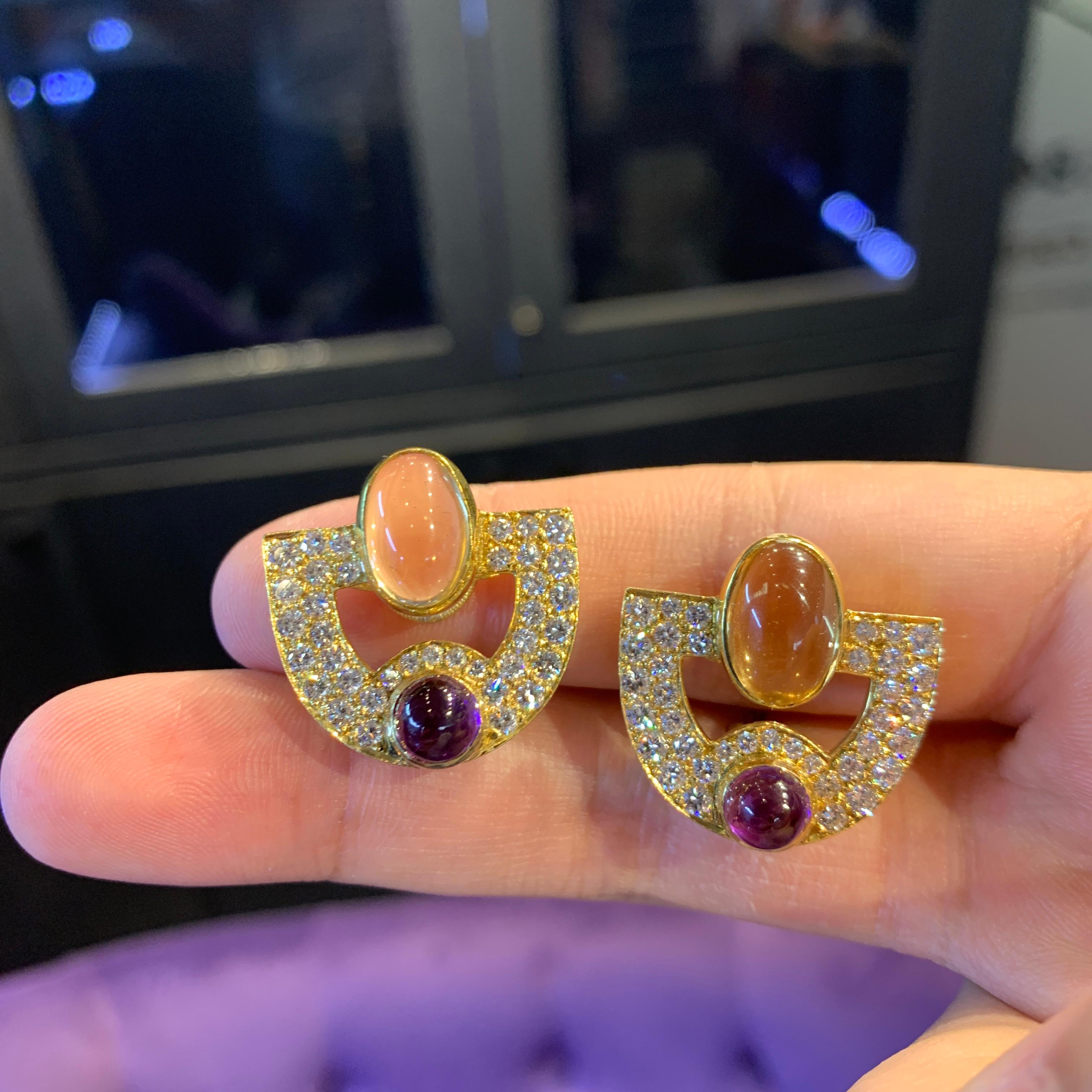 Women's Citrine & Amethyst Earrings For Sale