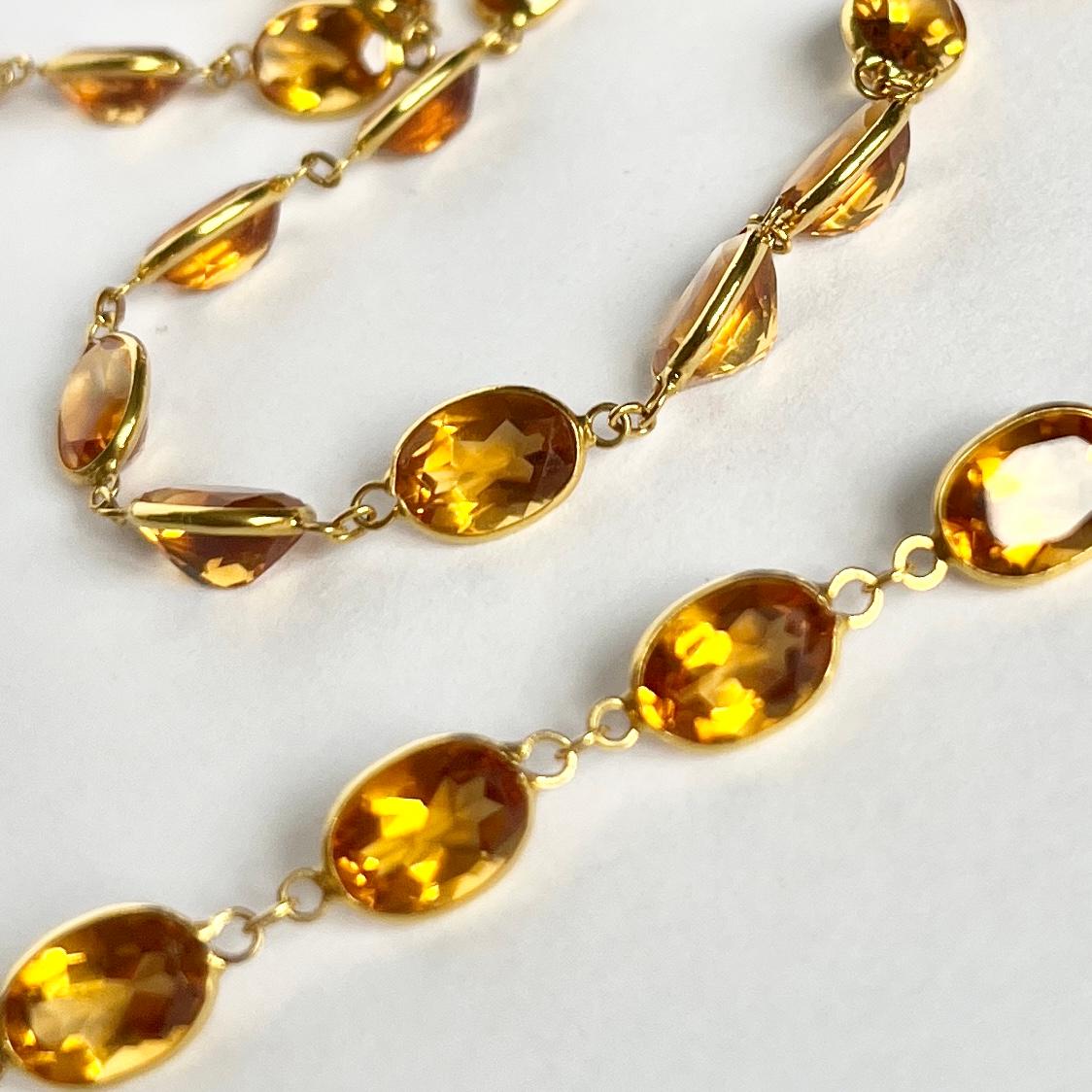 Round Cut Citrine and 18 Carat Gold Rivière Necklace