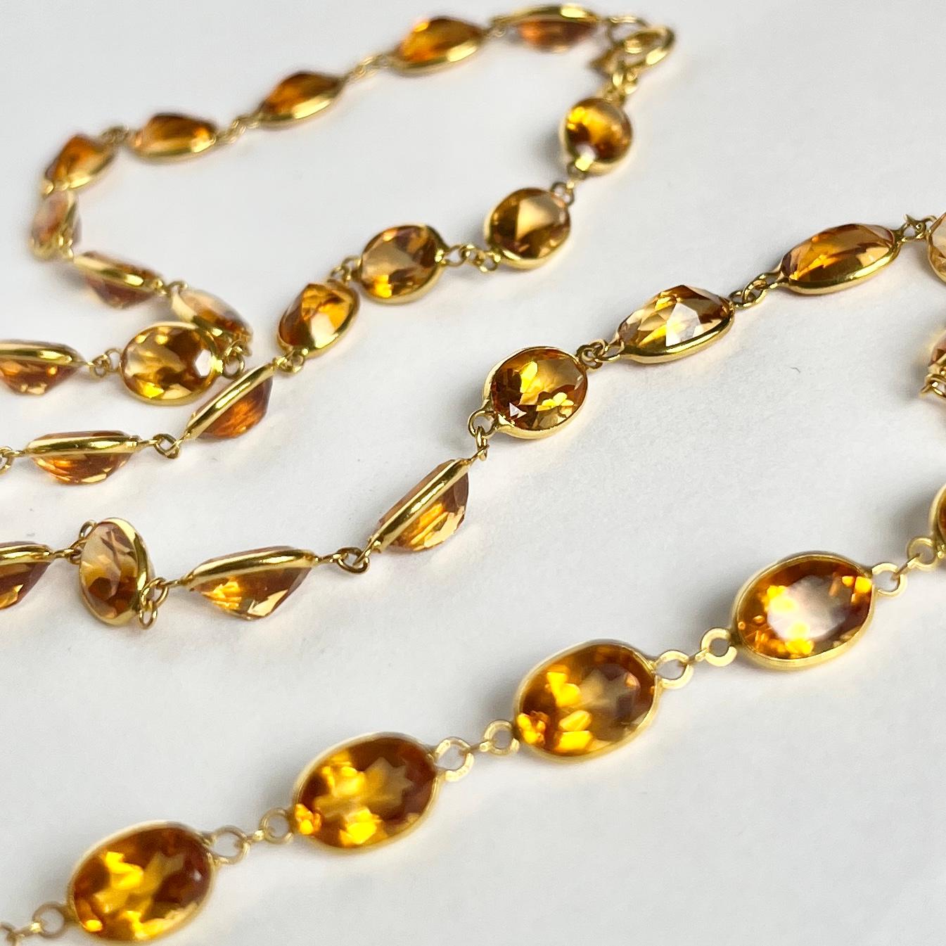 Citrine and 18 Carat Gold Rivière Necklace In Good Condition In Chipping Campden, GB
