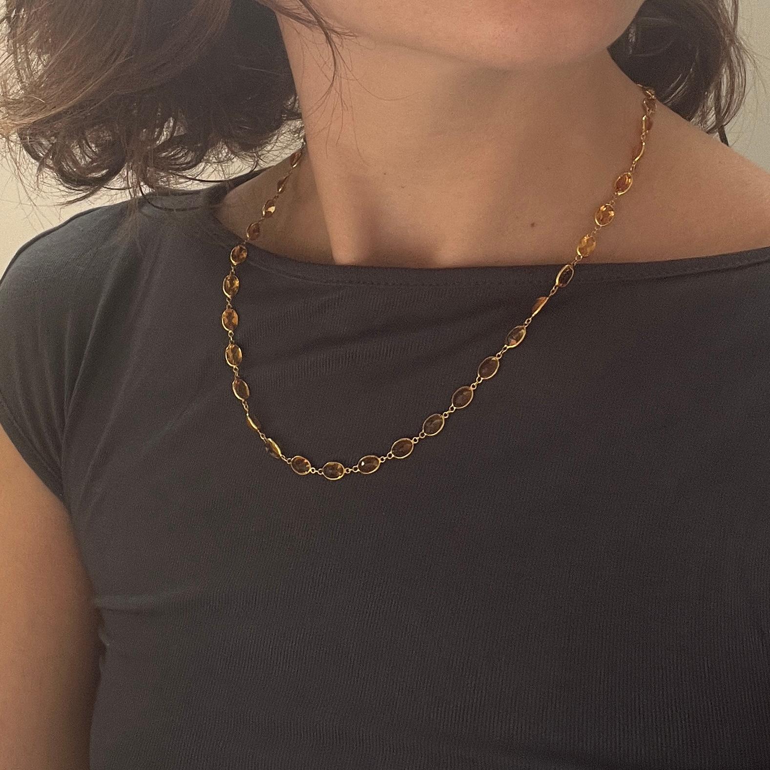 Women's or Men's Citrine and 18 Carat Gold Rivière Necklace